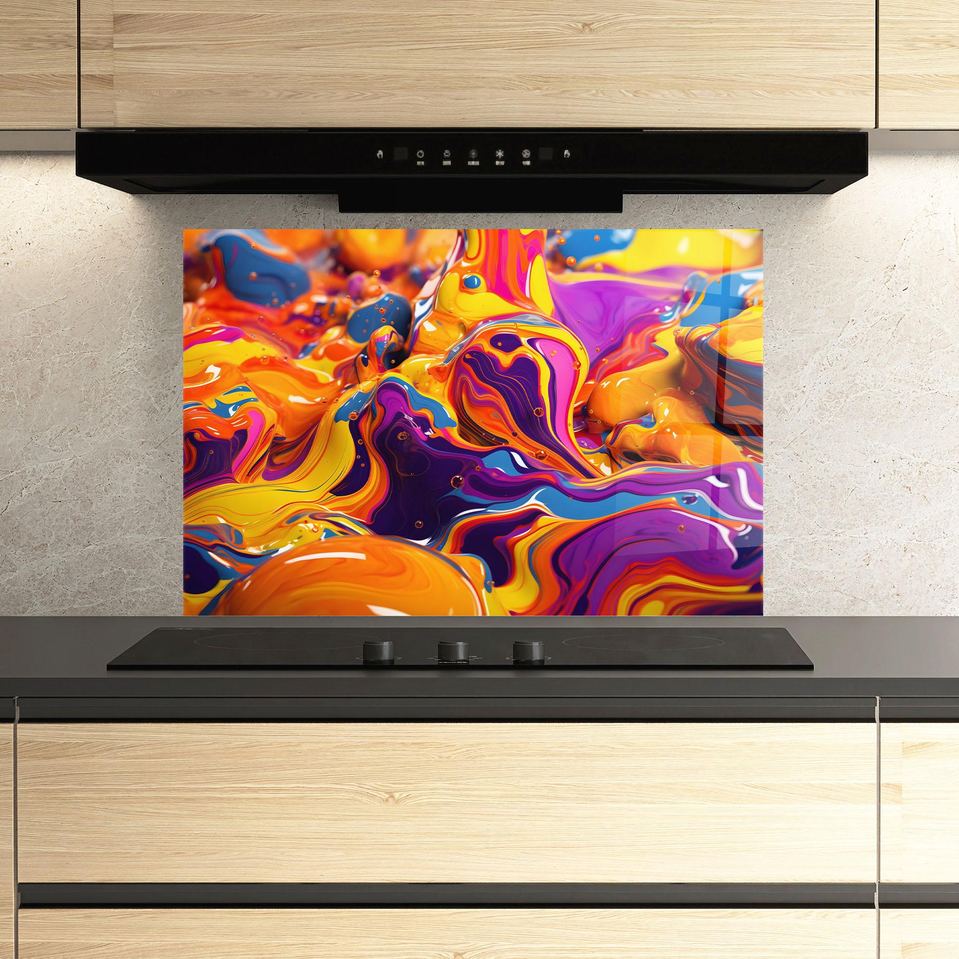 Стъклен панел за кухня Colorful Waves mockup 3