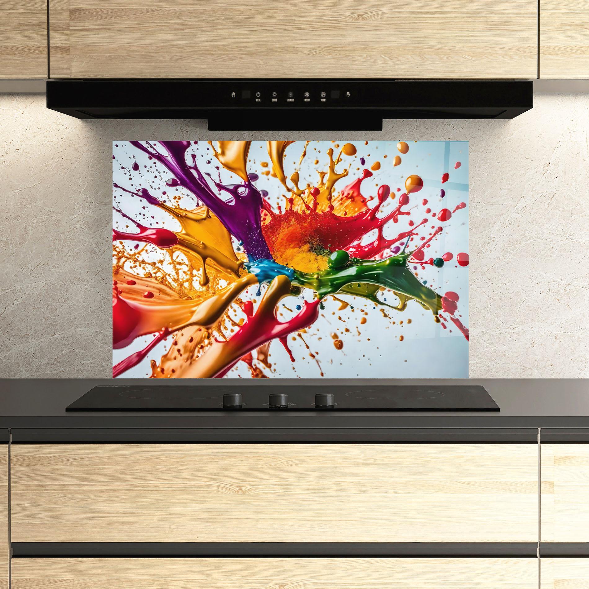 Стъклен панел за кухня Colorful Yellow Rainbow mockup 3