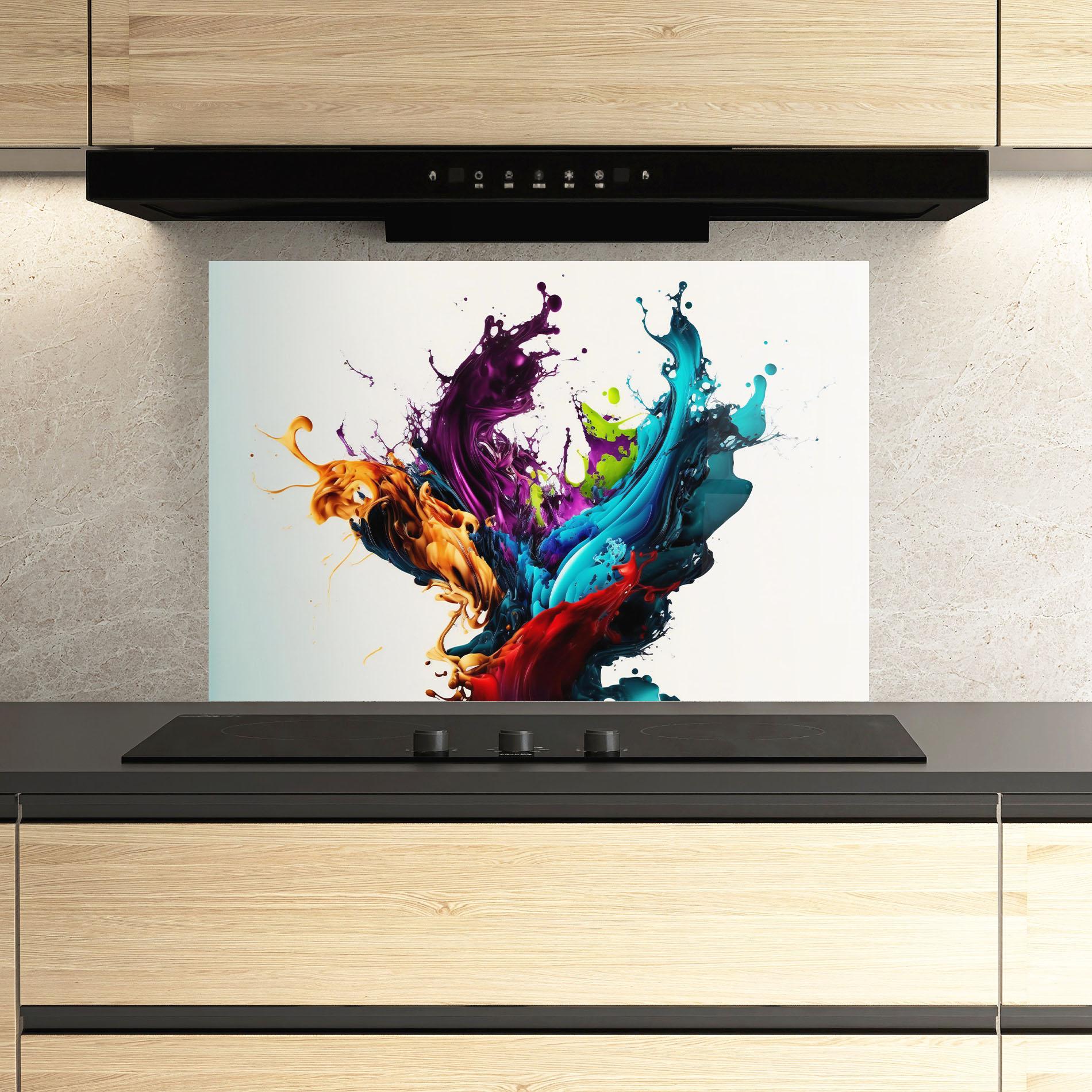 Стъклен панел за кухня Dark Purple Splash mockup 3