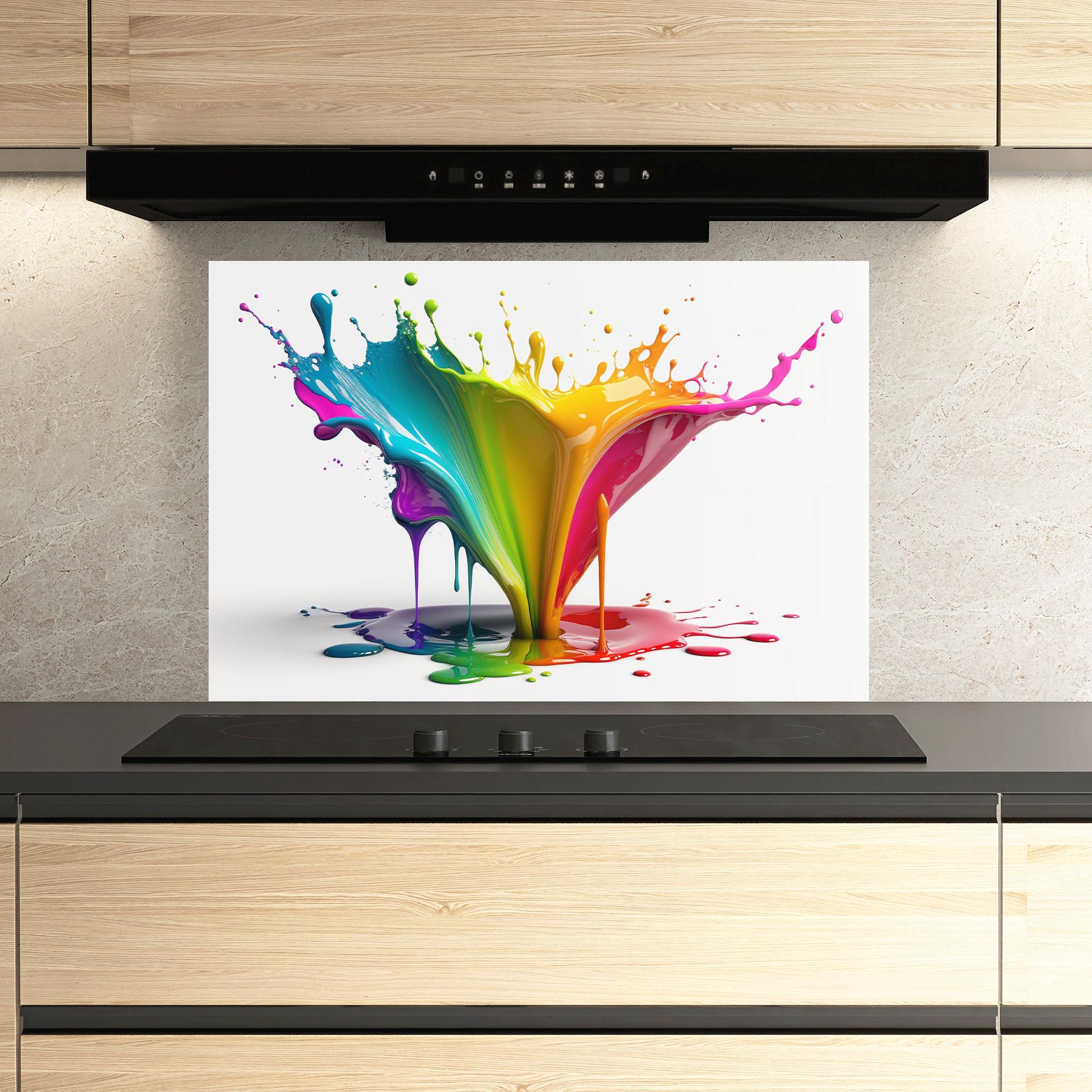 Стъклен панел за кухня Exploding Yellow Liquid mockup 3