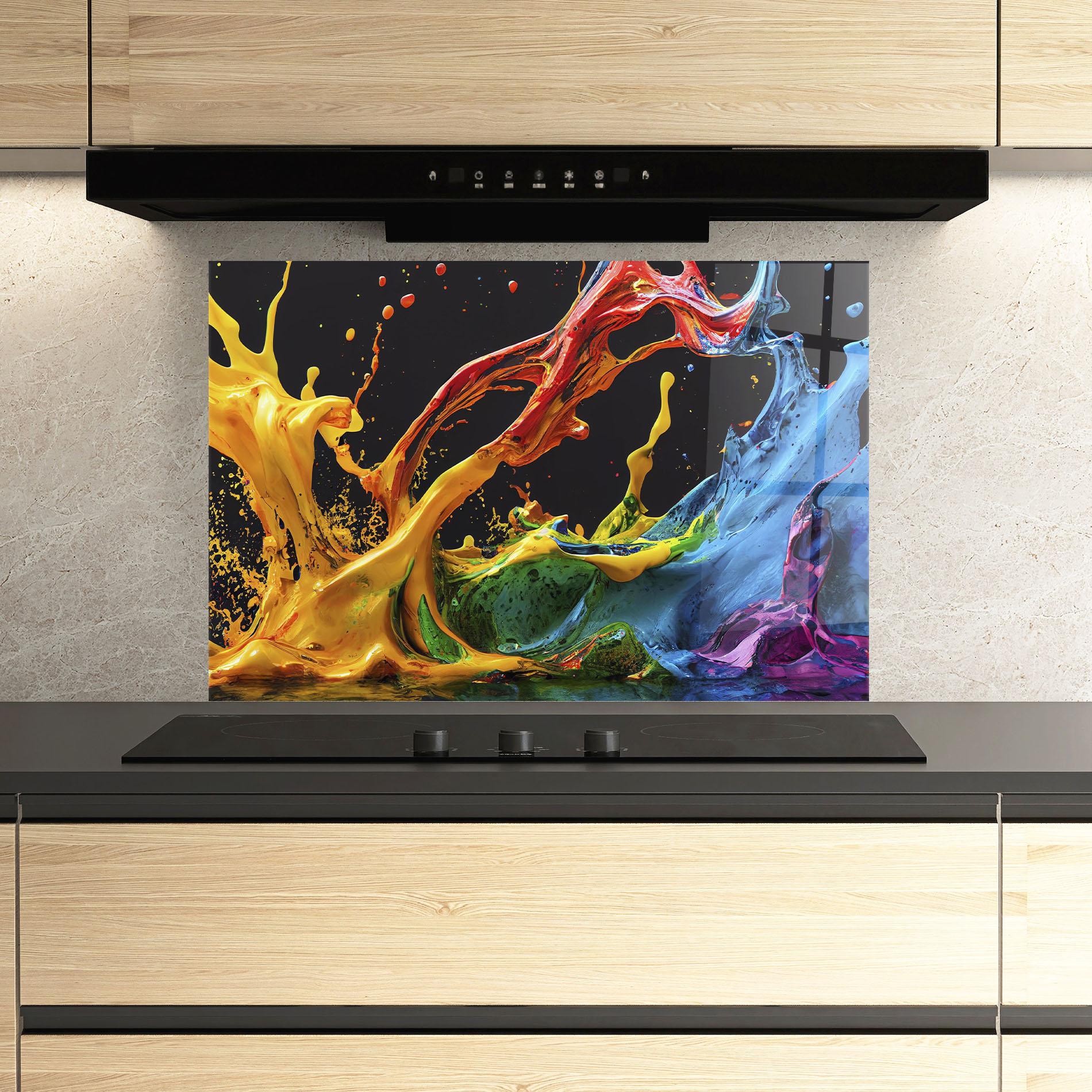 Стъклен панел за кухня Floating Yellow Splay mockup 3