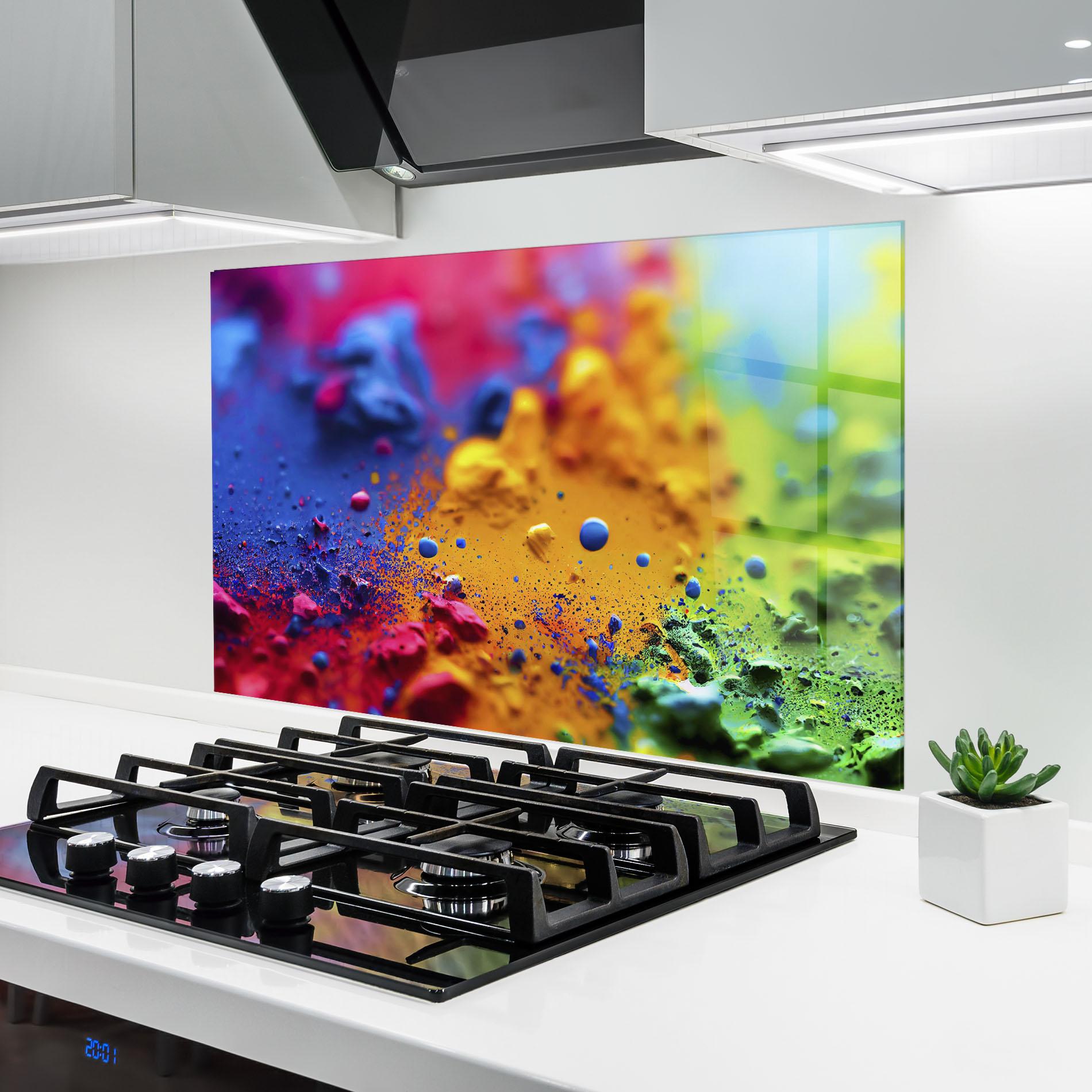 Стъклен панел за кухня Acrylic Yellow Texture mockup 6