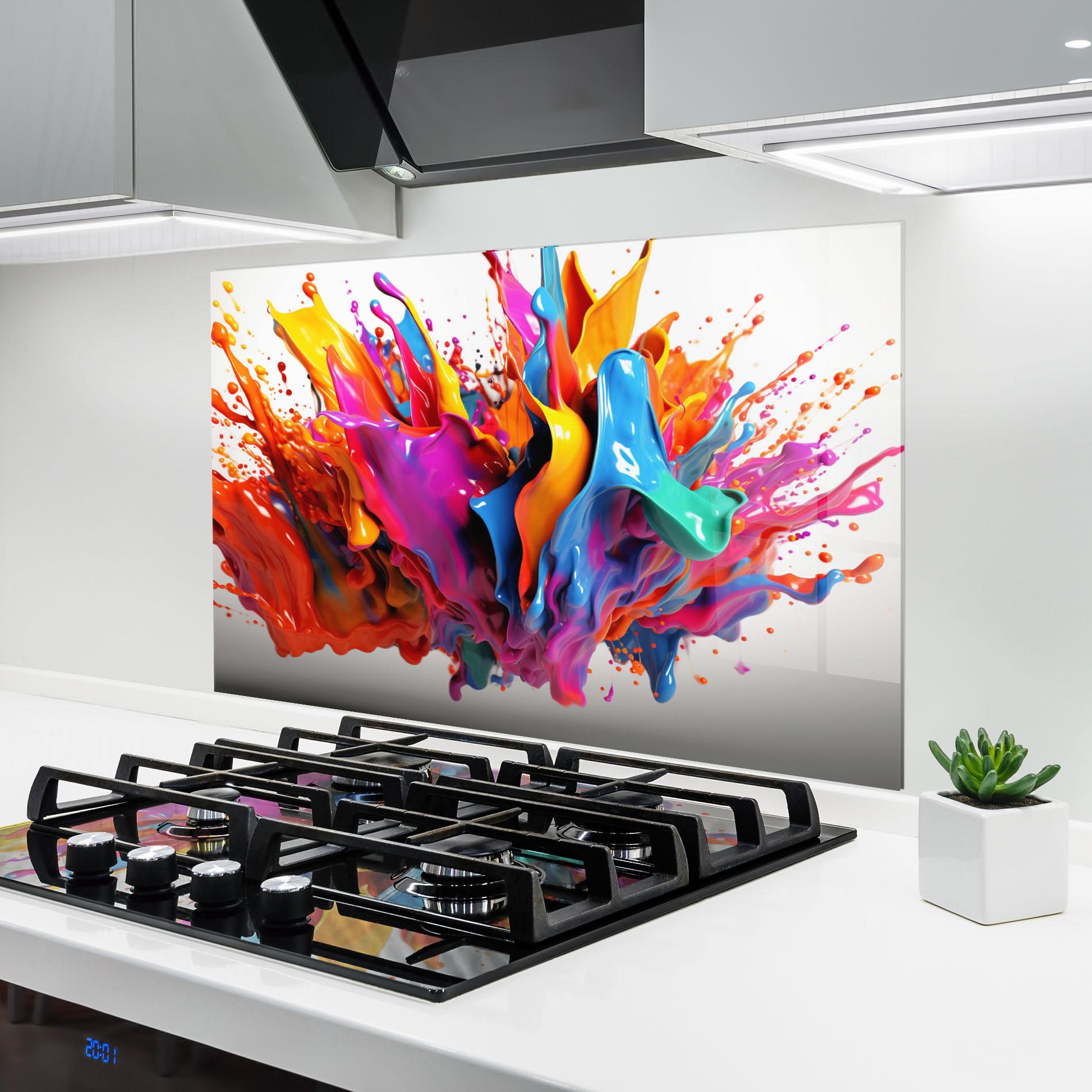 Стъклен панел за кухня Blue Yellow Splash mockup 6