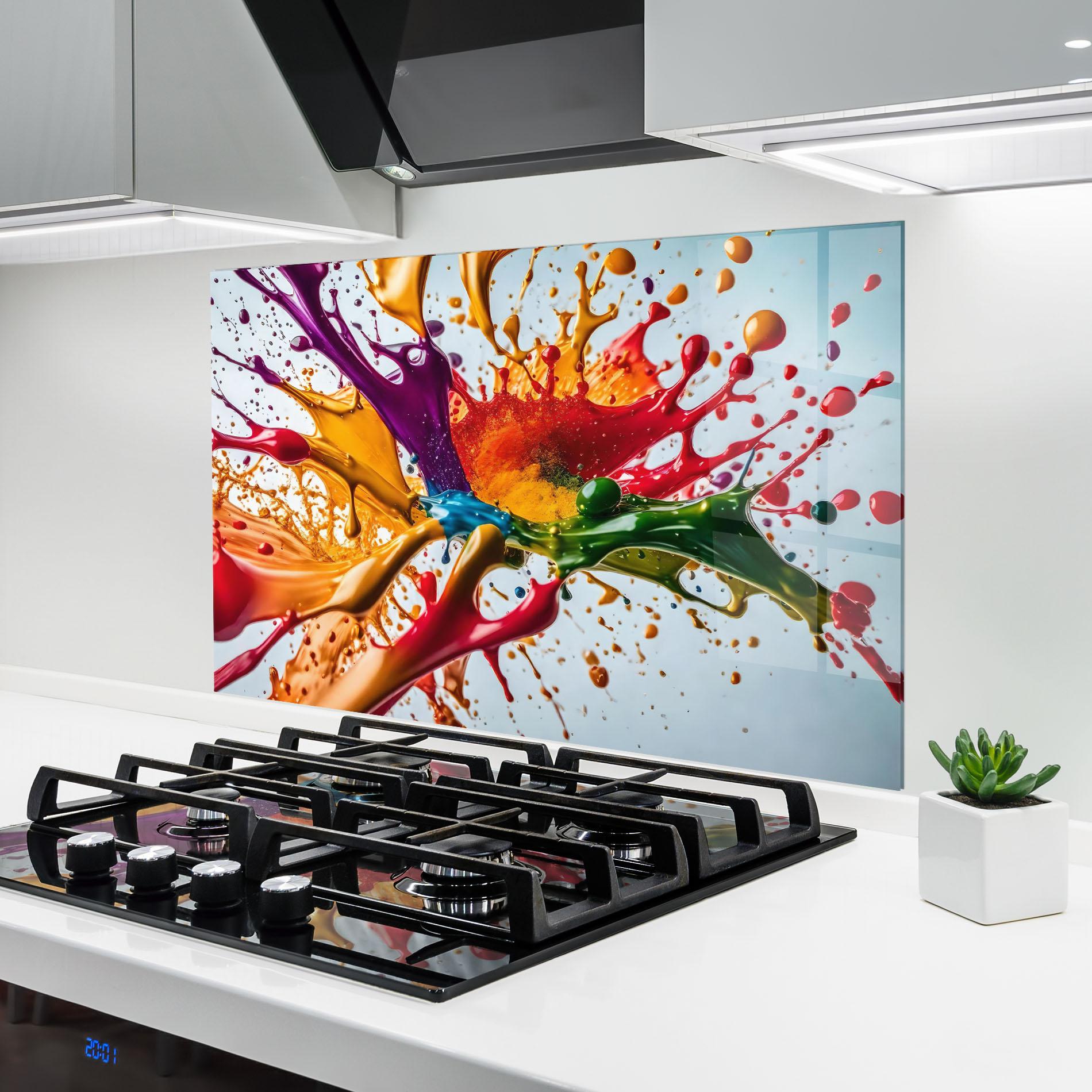 Стъклен панел за кухня Colorful Yellow Rainbow mockup 6