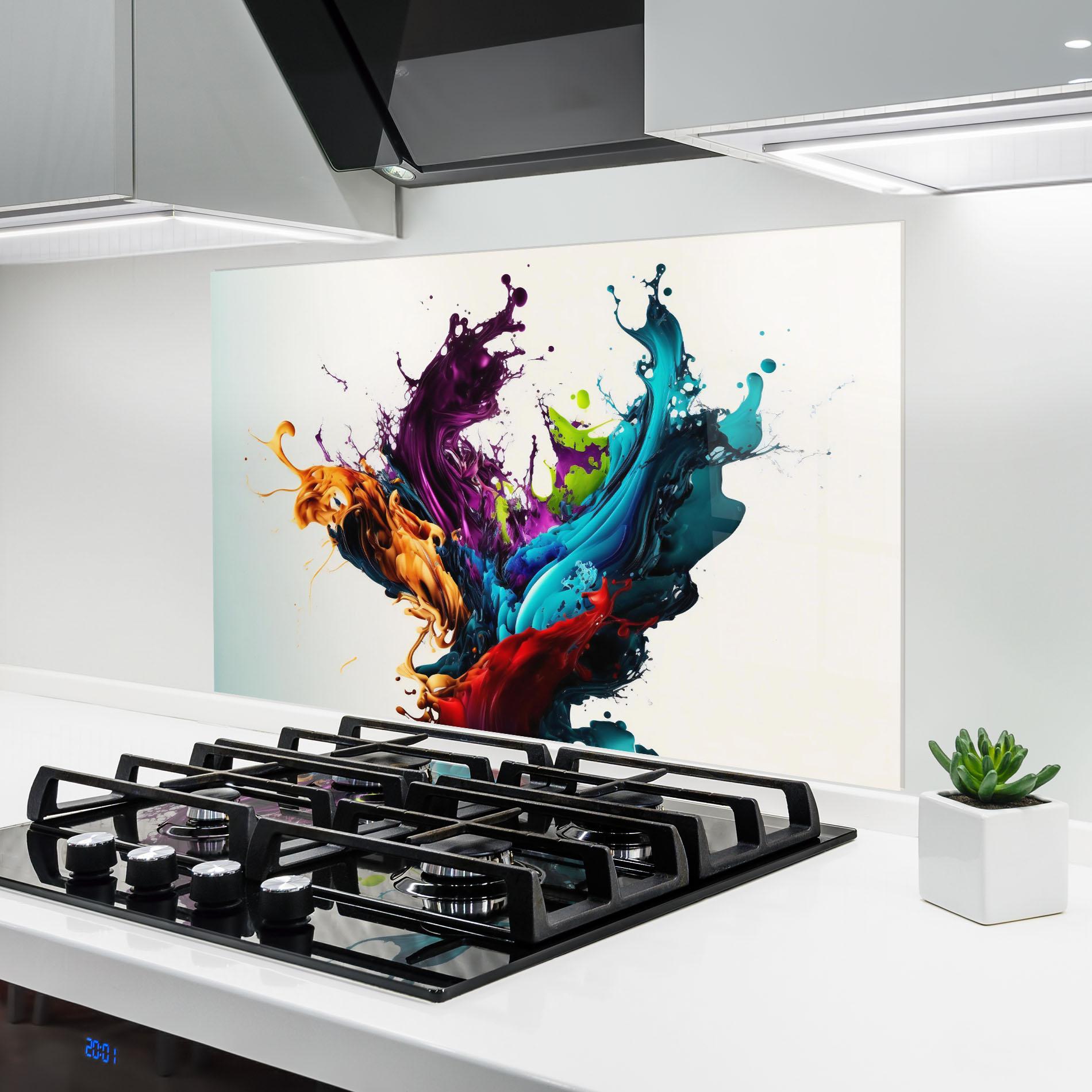 Стъклен панел за кухня Dark Purple Splash mockup 6