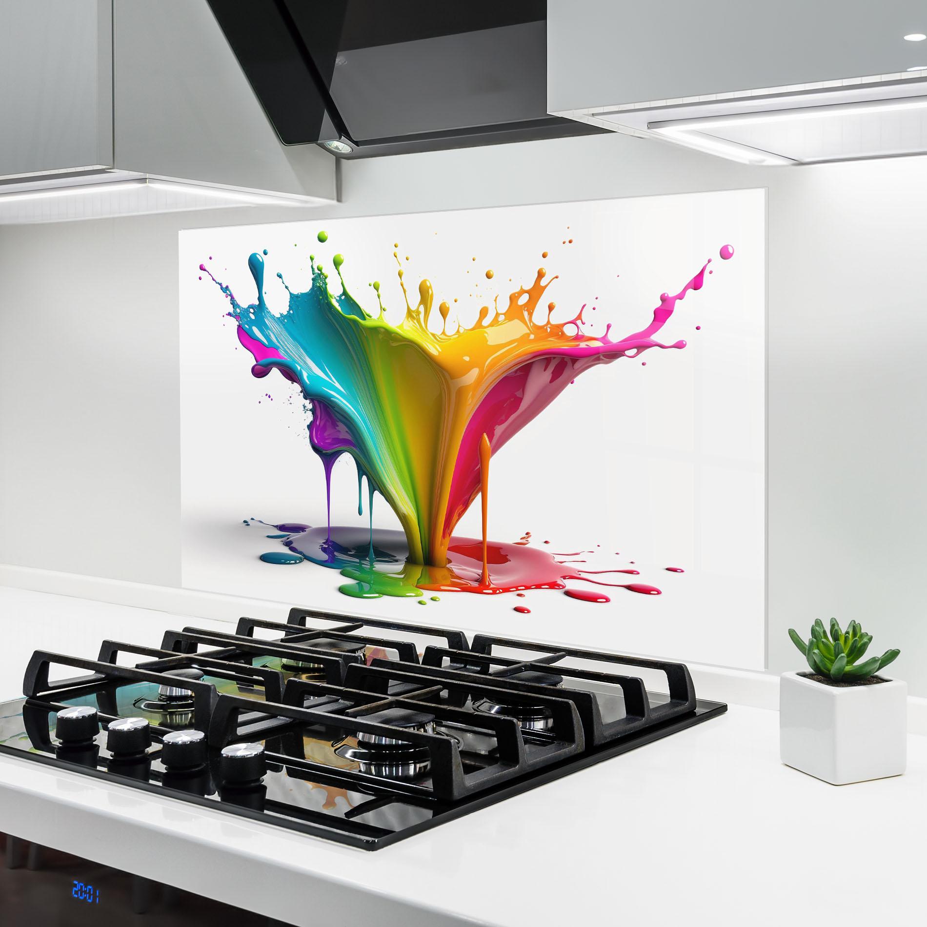 Стъклен панел за кухня Exploding Yellow Liquid mockup 6