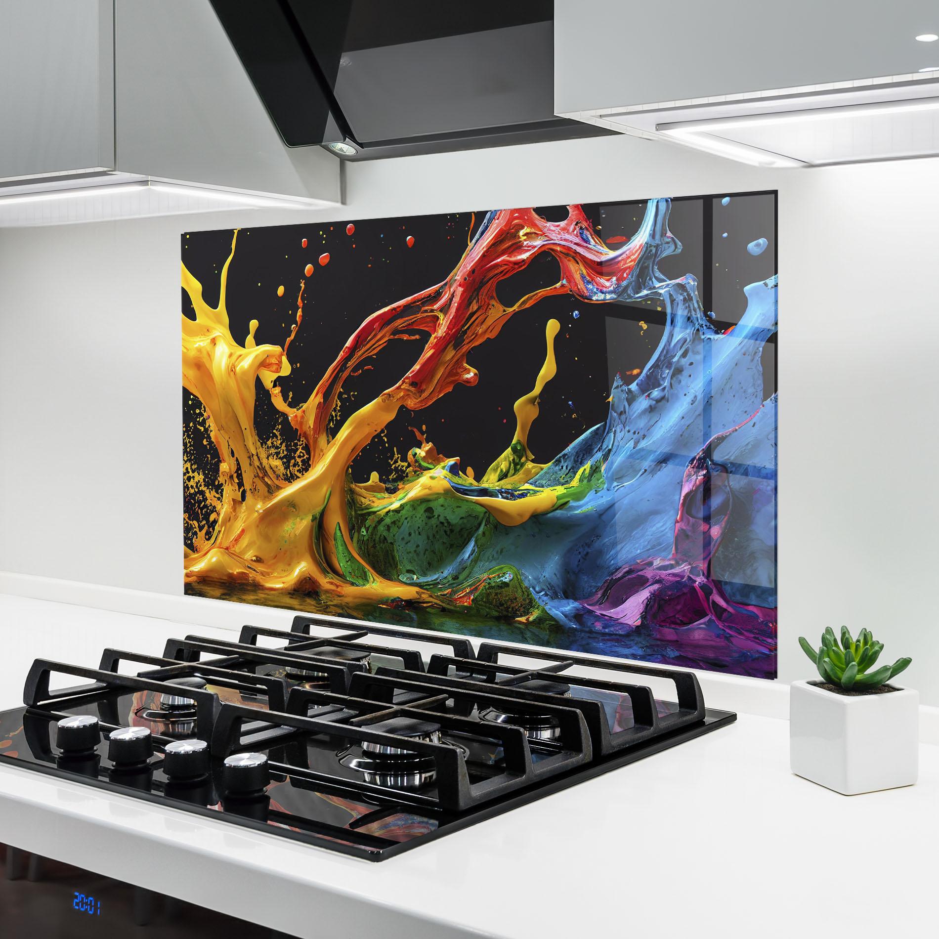 Стъклен панел за кухня Floating Yellow Splay mockup 6