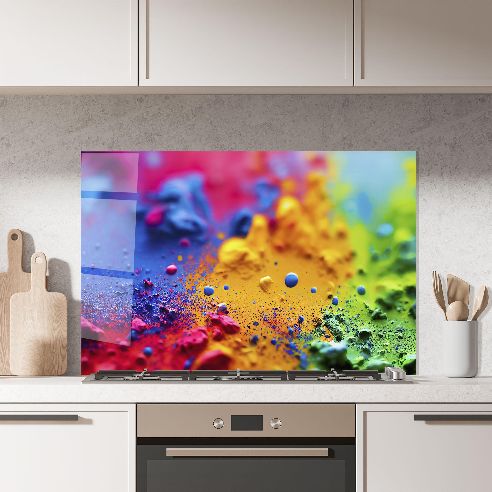 Стъклен панел за кухня Acrylic Yellow Texture mockup 7