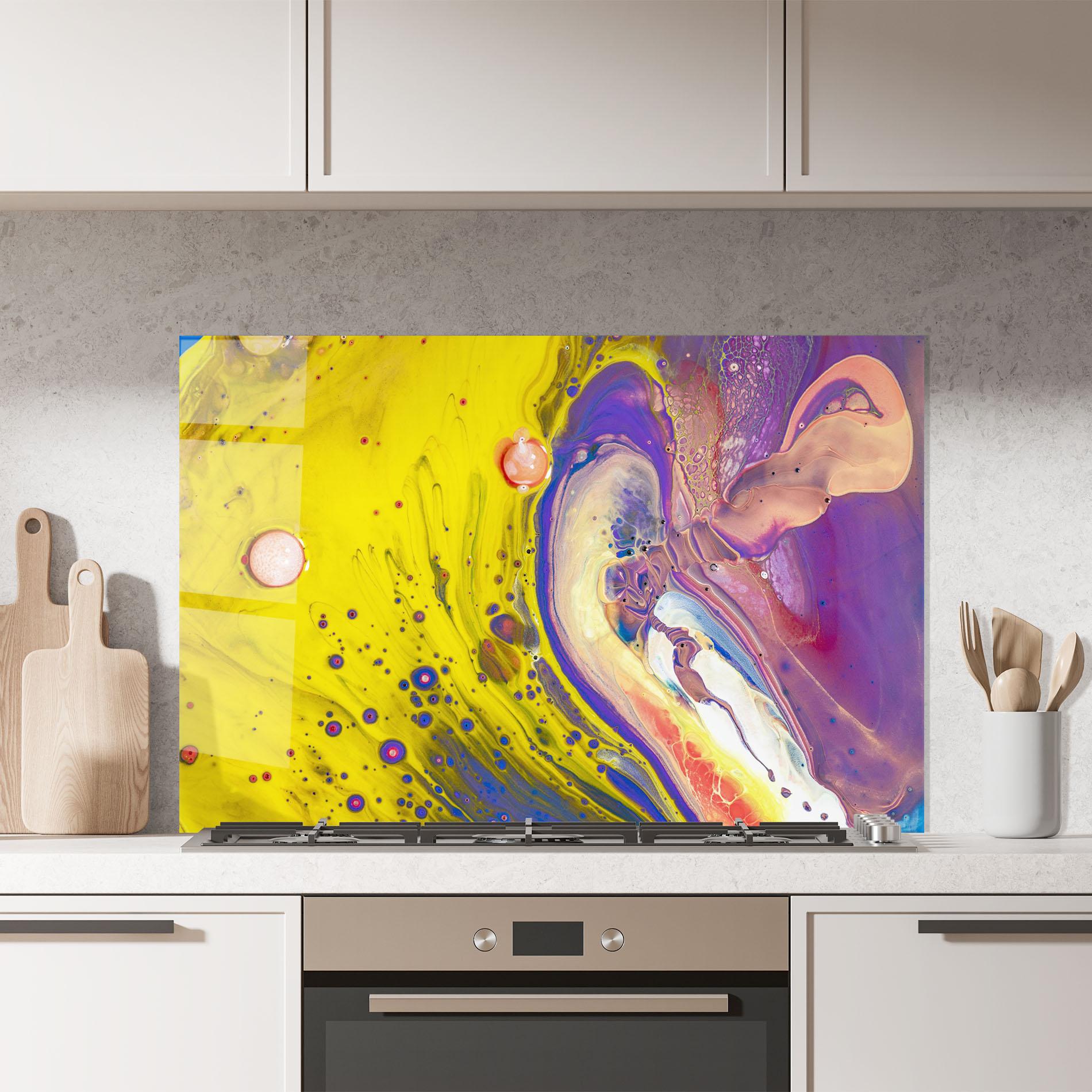 Стъклен панел за кухня Colorful Liquid Marble mockup 7