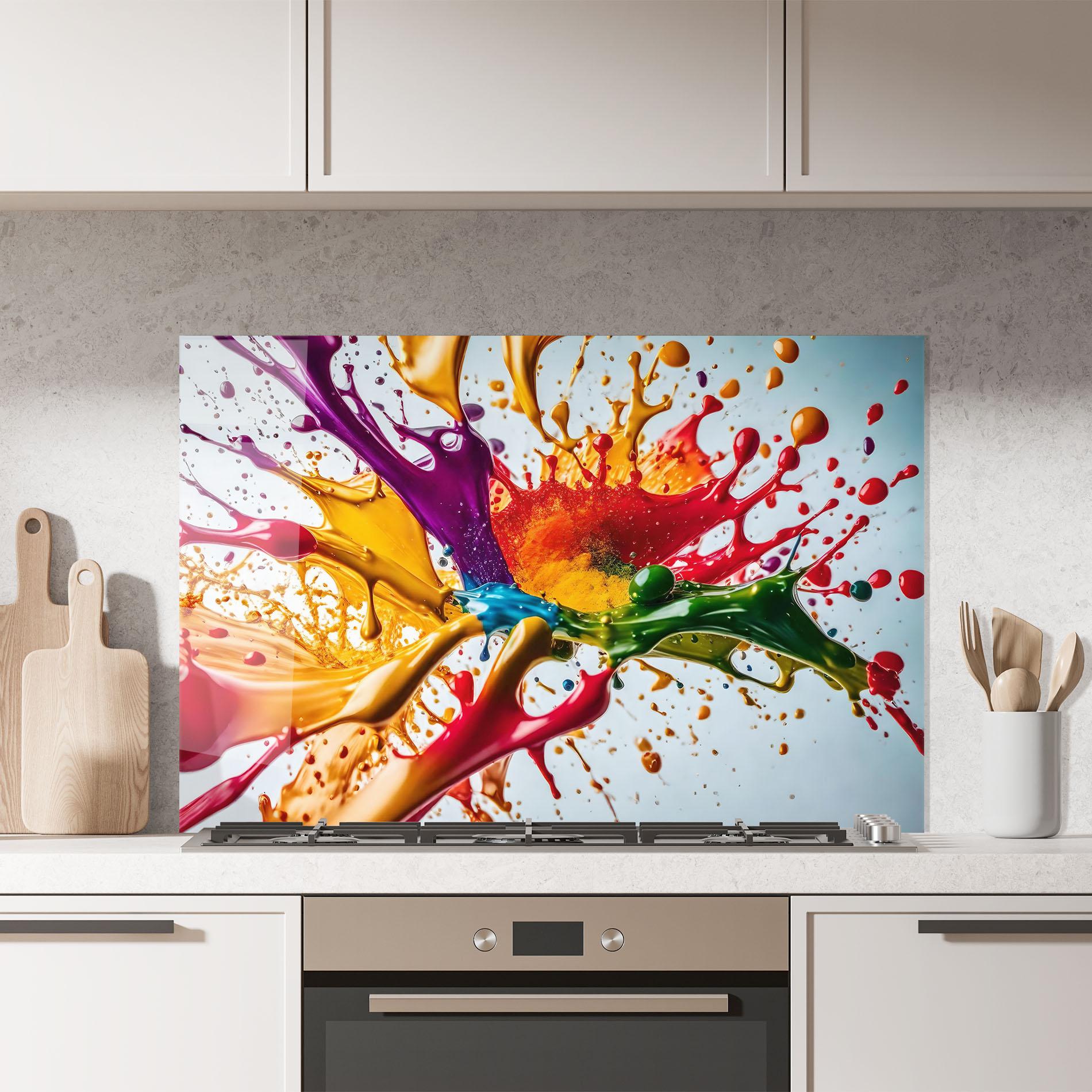 Стъклен панел за кухня Colorful Yellow Rainbow mockup 7