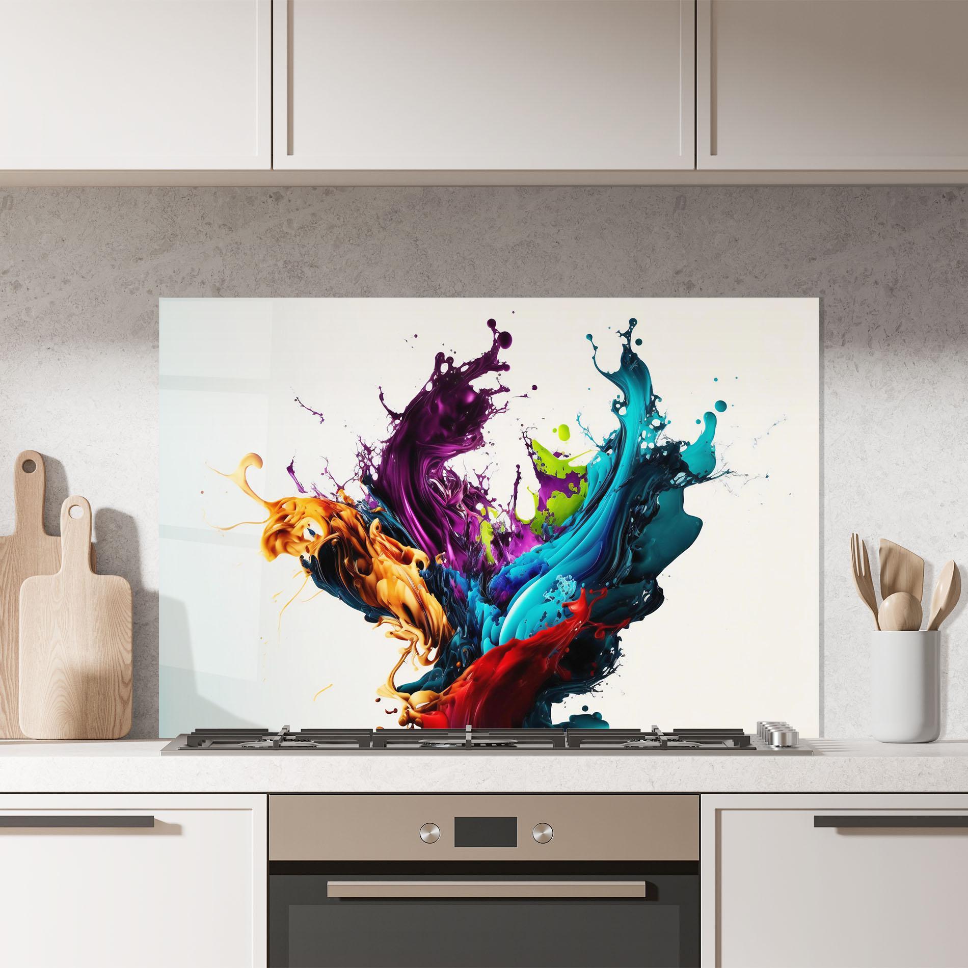 Стъклен панел за кухня Dark Purple Splash mockup 7