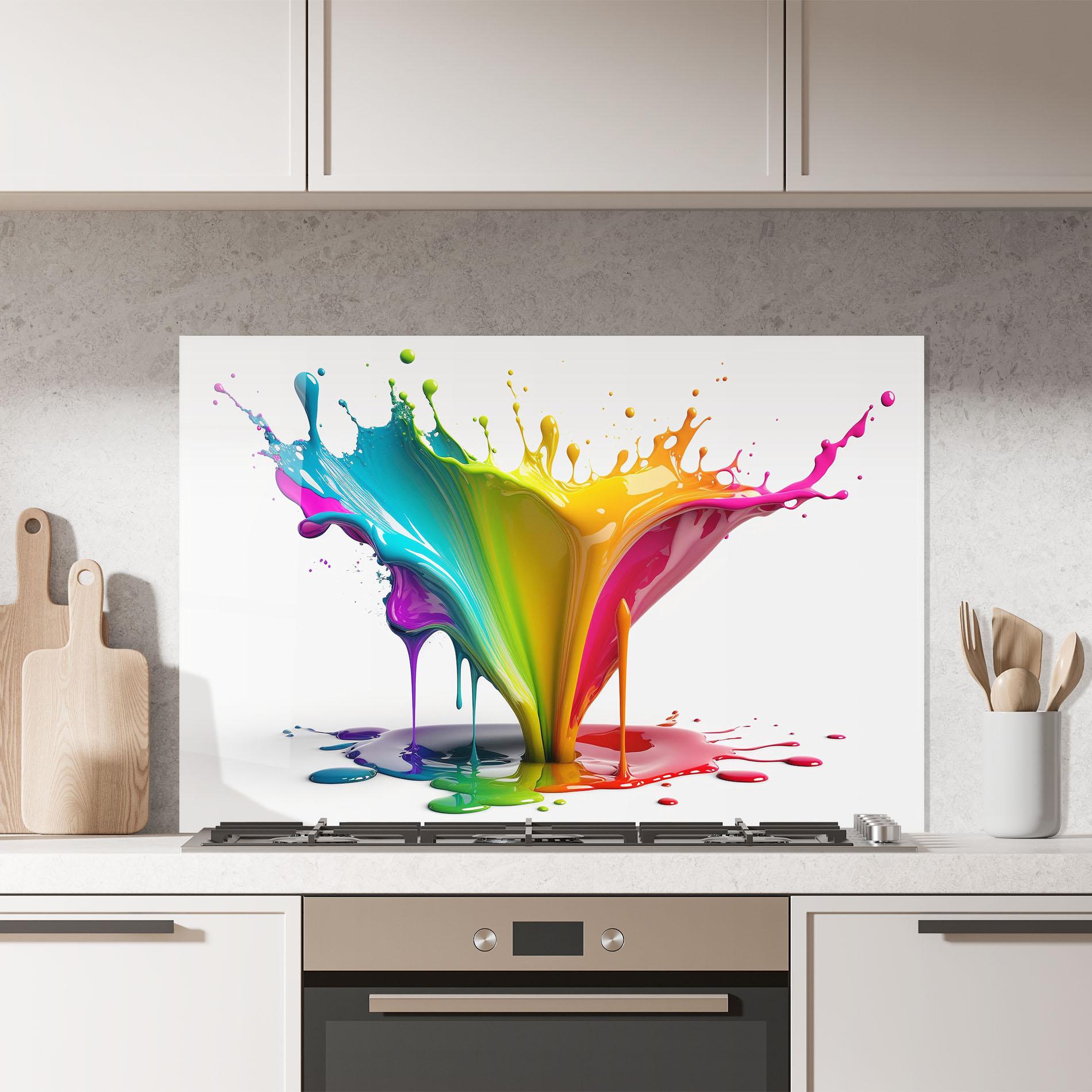 Стъклен панел за кухня Exploding Yellow Liquid mockup 7