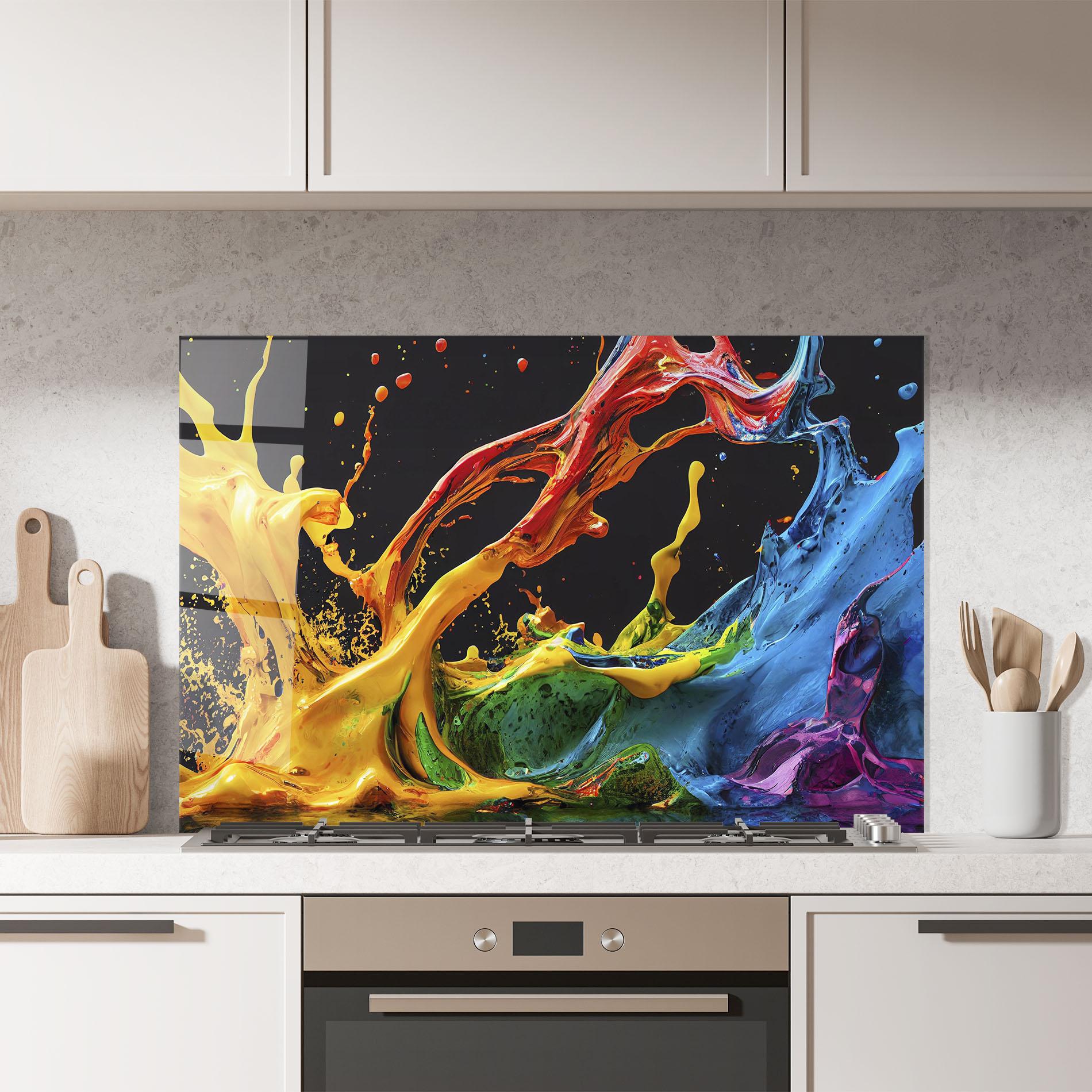 Стъклен панел за кухня Floating Yellow Splay mockup 7