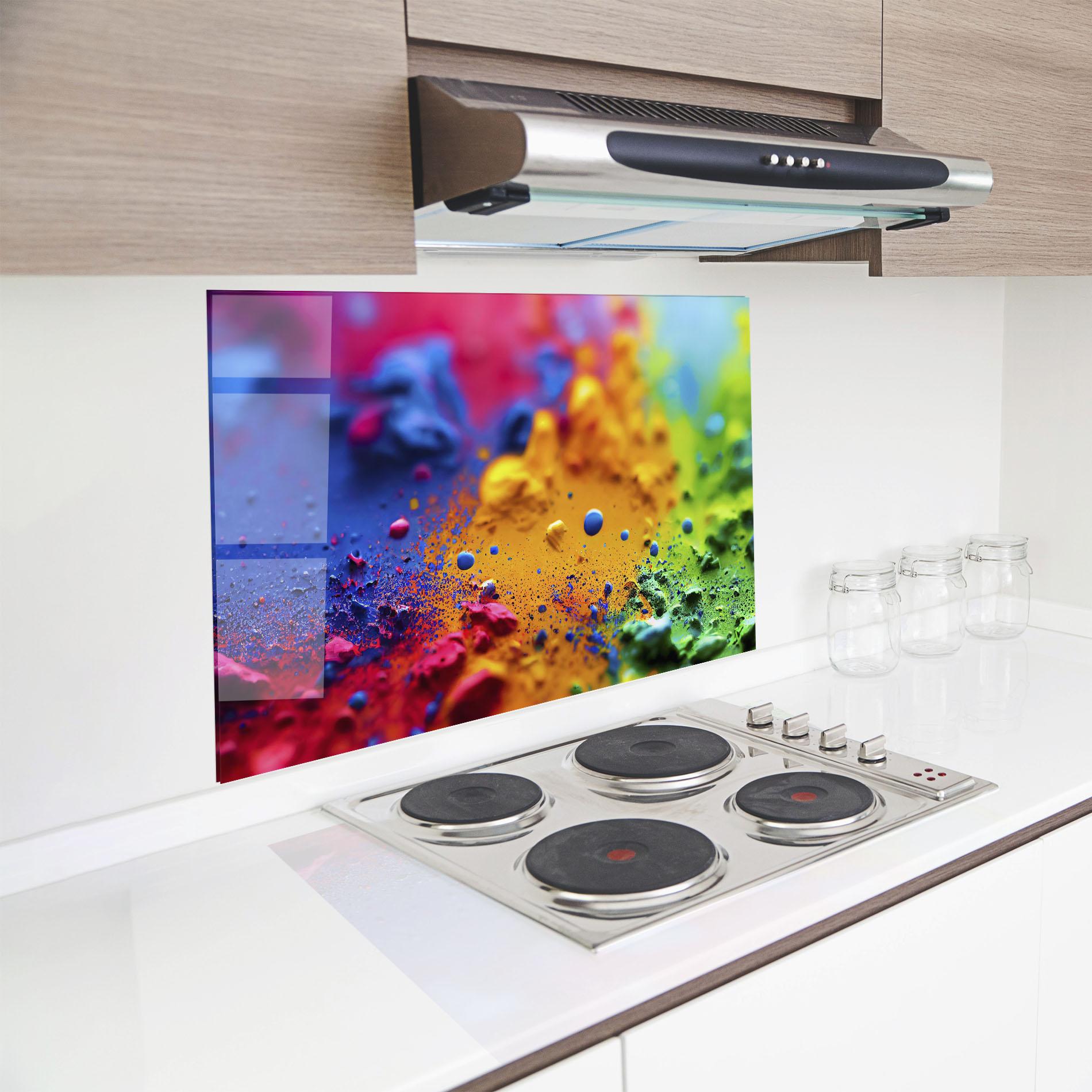 Стъклен панел за кухня Acrylic Yellow Texture mockup 8