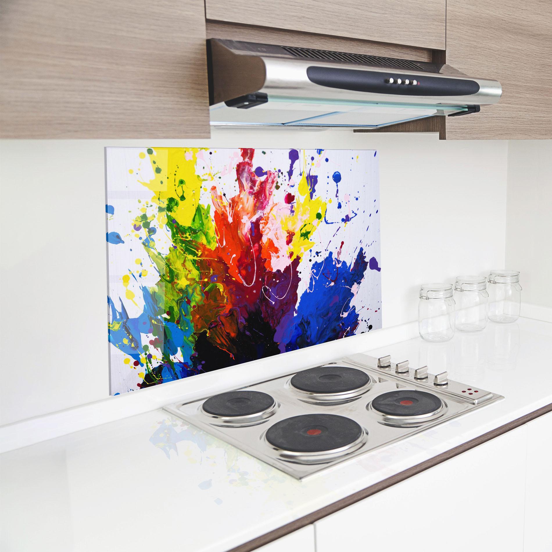 Стъклен панел за кухня Blue Purple Exploding mockup 8