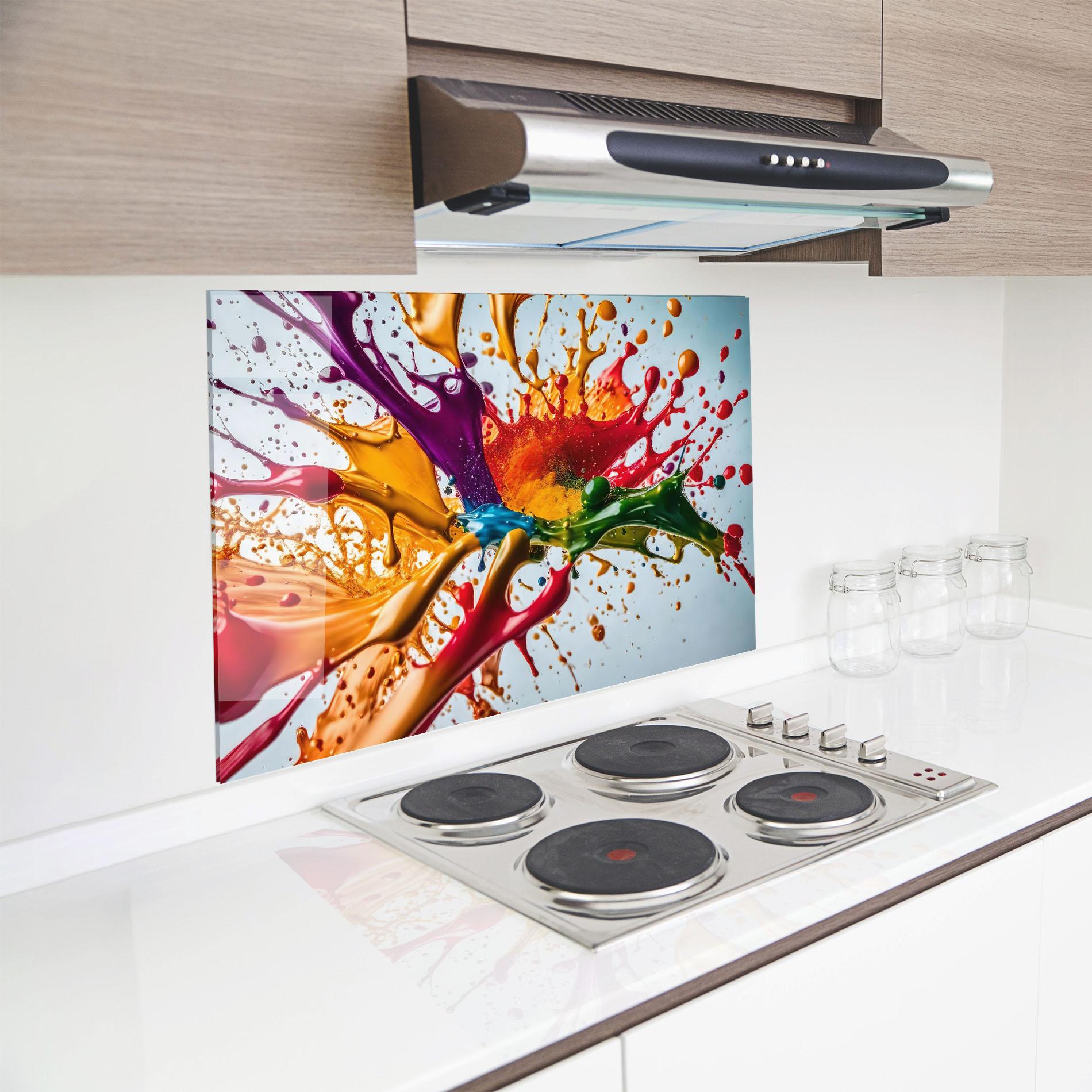 Стъклен панел за кухня Colorful Yellow Rainbow mockup 8