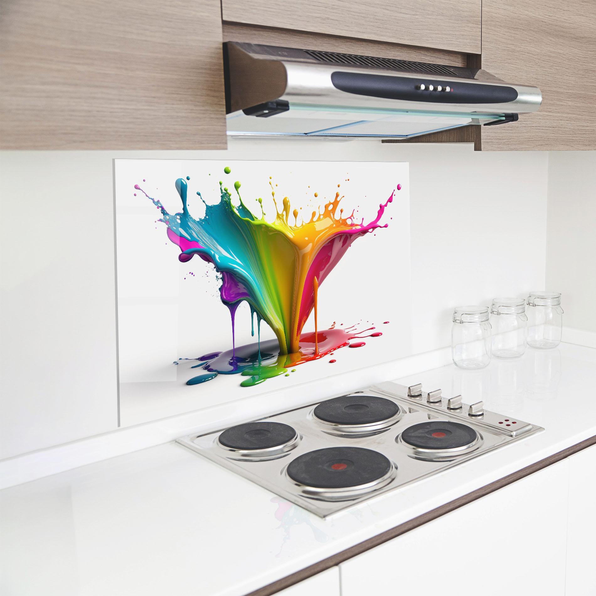 Стъклен панел за кухня Exploding Yellow Liquid mockup 8