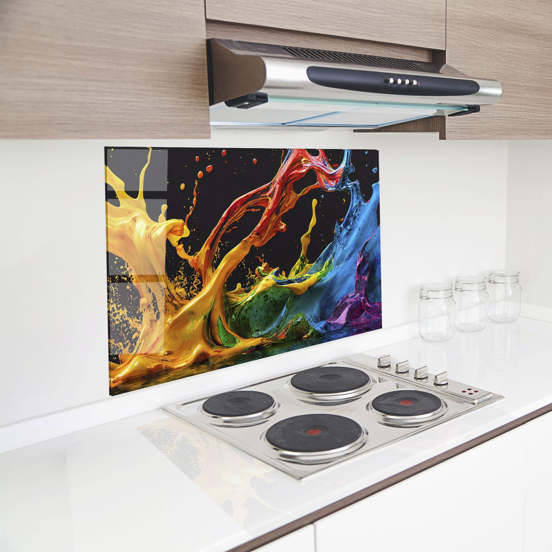 Стъклен панел за кухня Floating Yellow Splay mockup 8