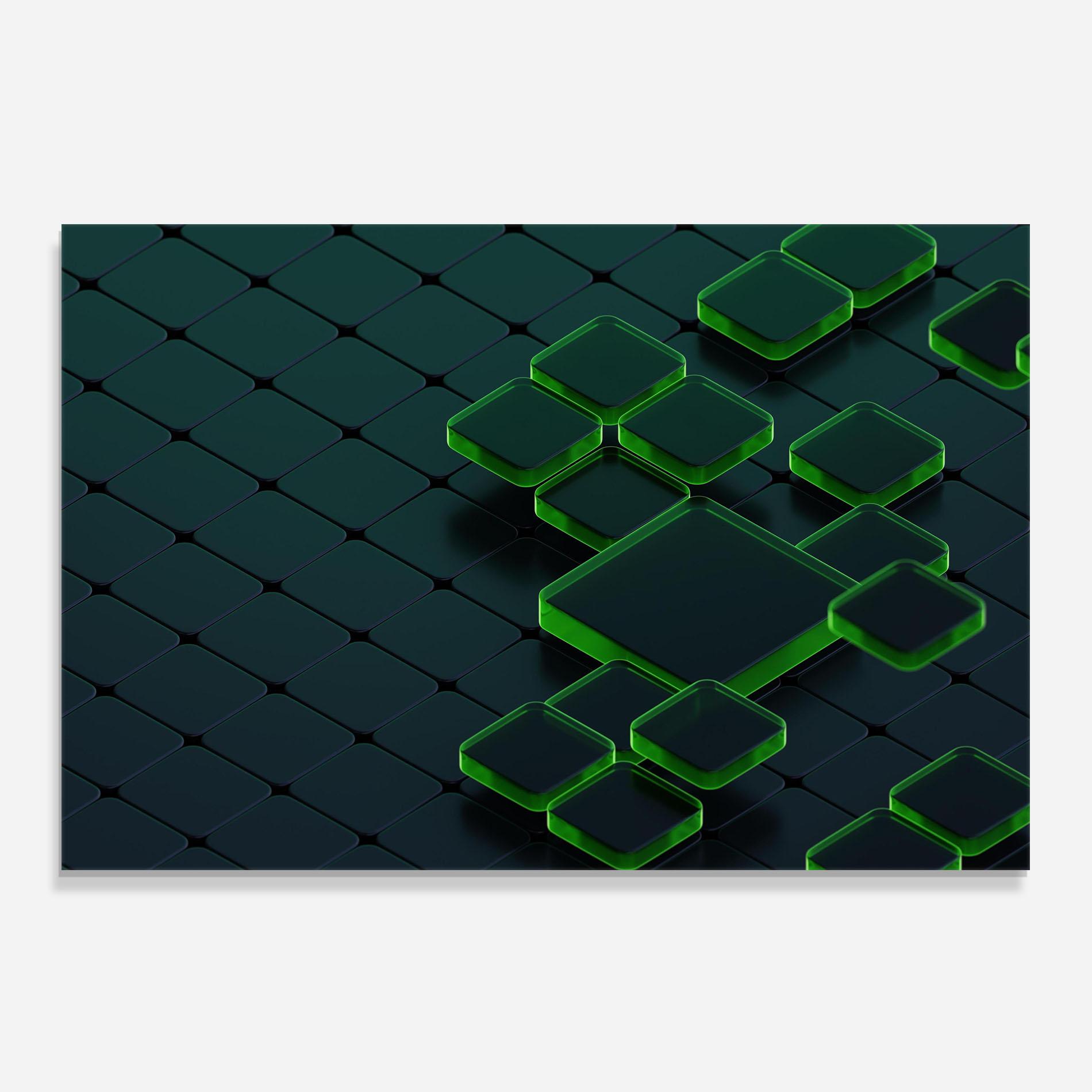 Стъклен панел за кухня Green Square Floating mockup 0