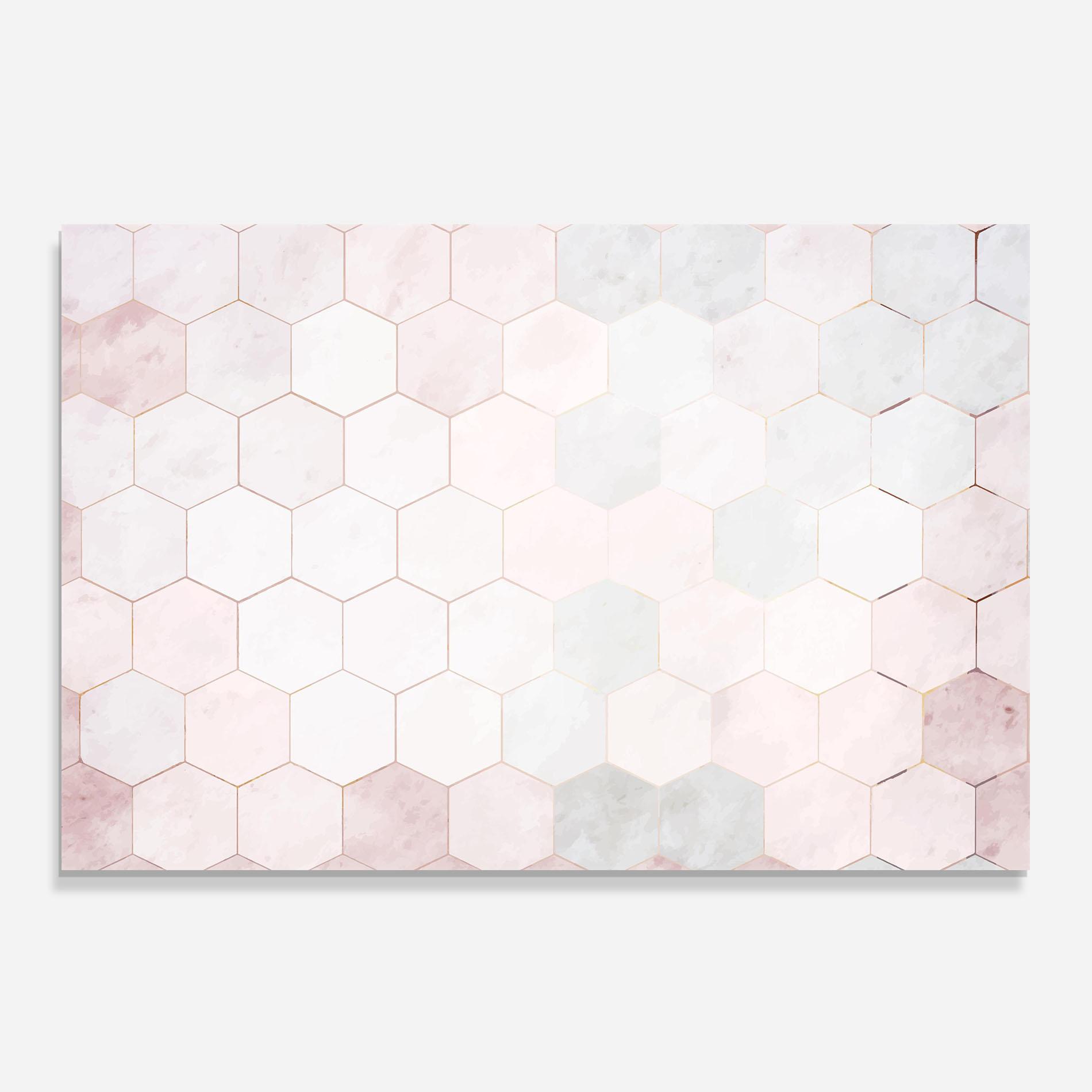 Стъклен панел за кухня Hexagon Pink mockup 0
