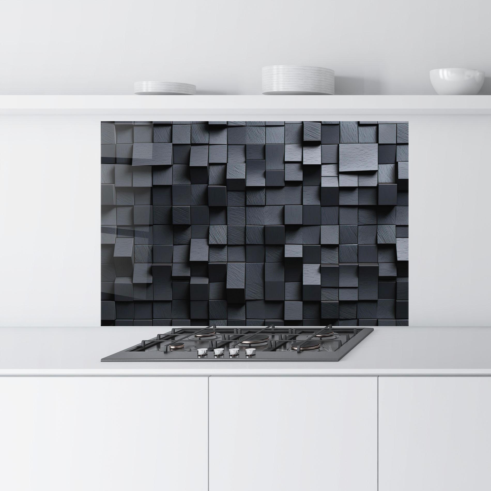 Стъклен панел за кухня Black Square Pattern mockup 9