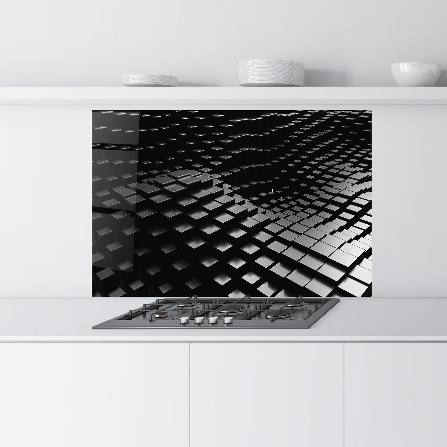 Стъклен панел за кухня Black Square Wave mockup 9