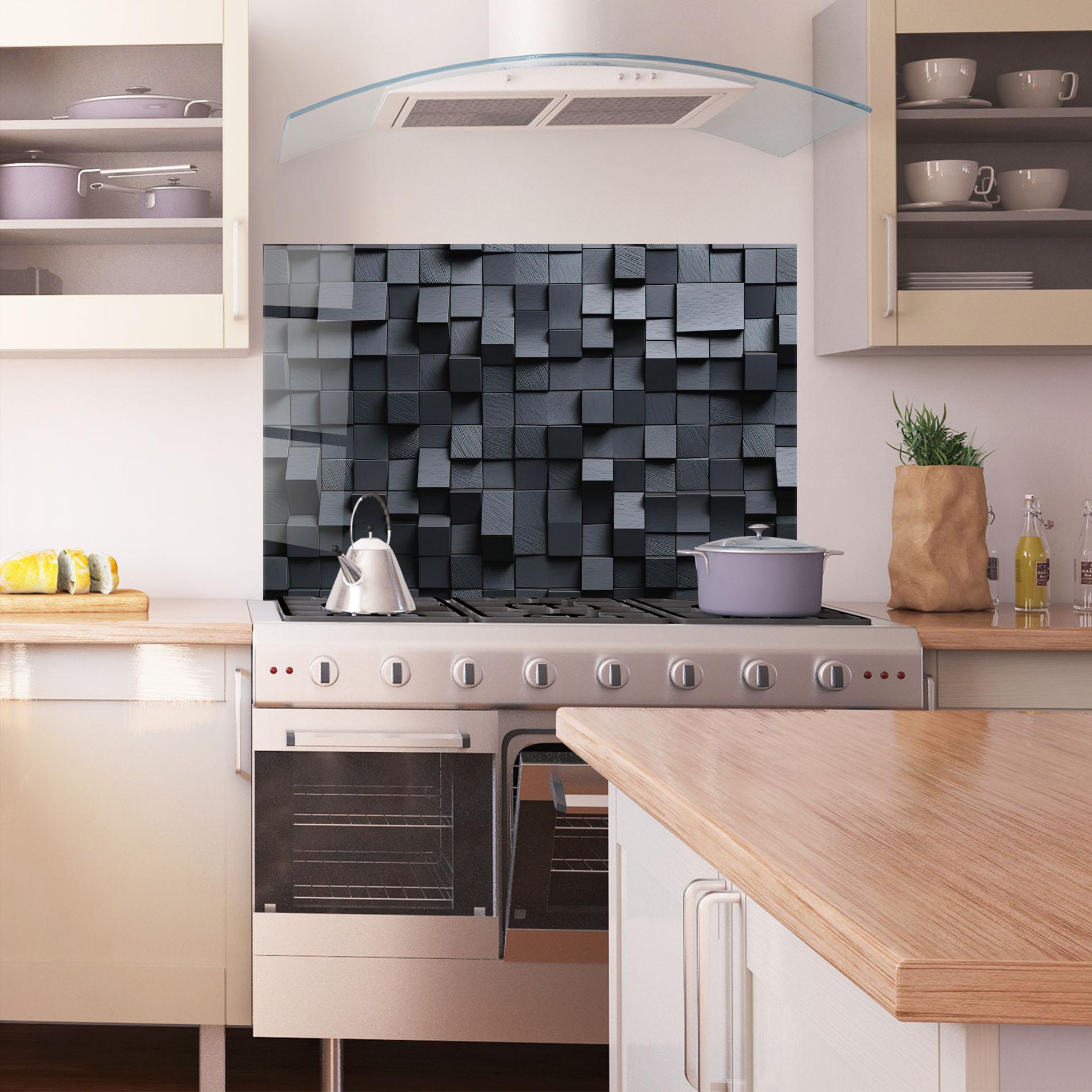 Стъклен панел за кухня Black Square Pattern mockup 1