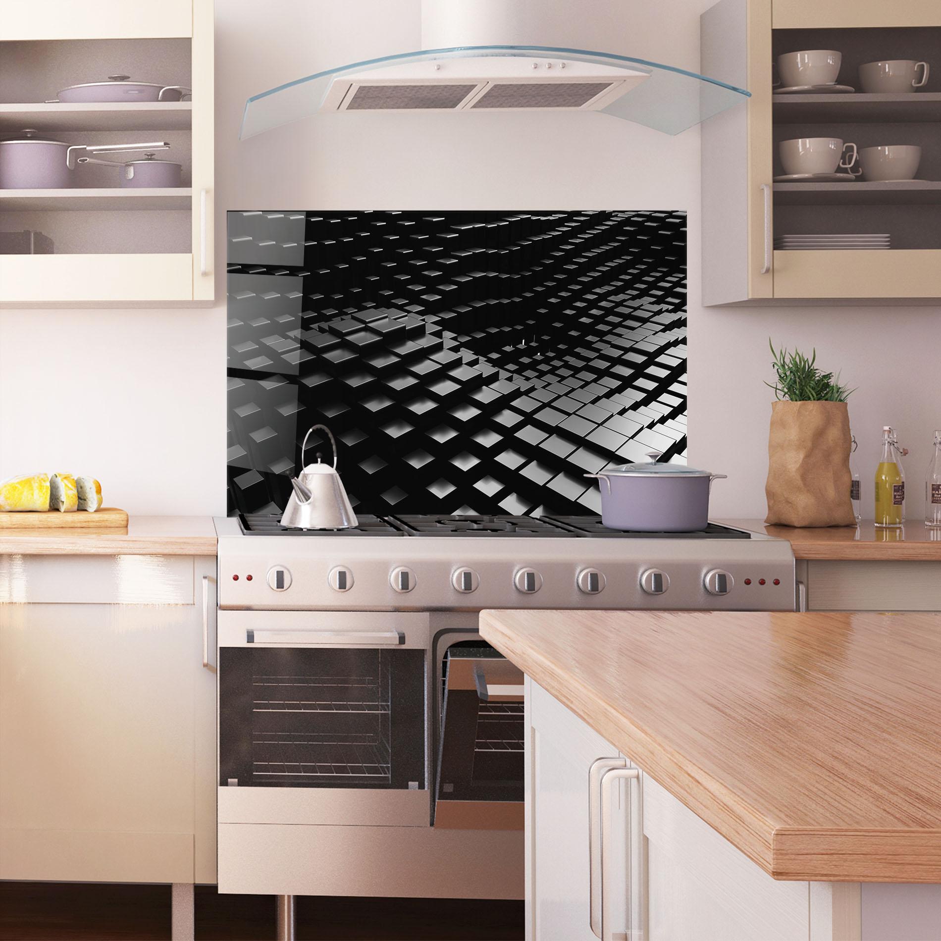 Стъклен панел за кухня Black Square Wave mockup 1