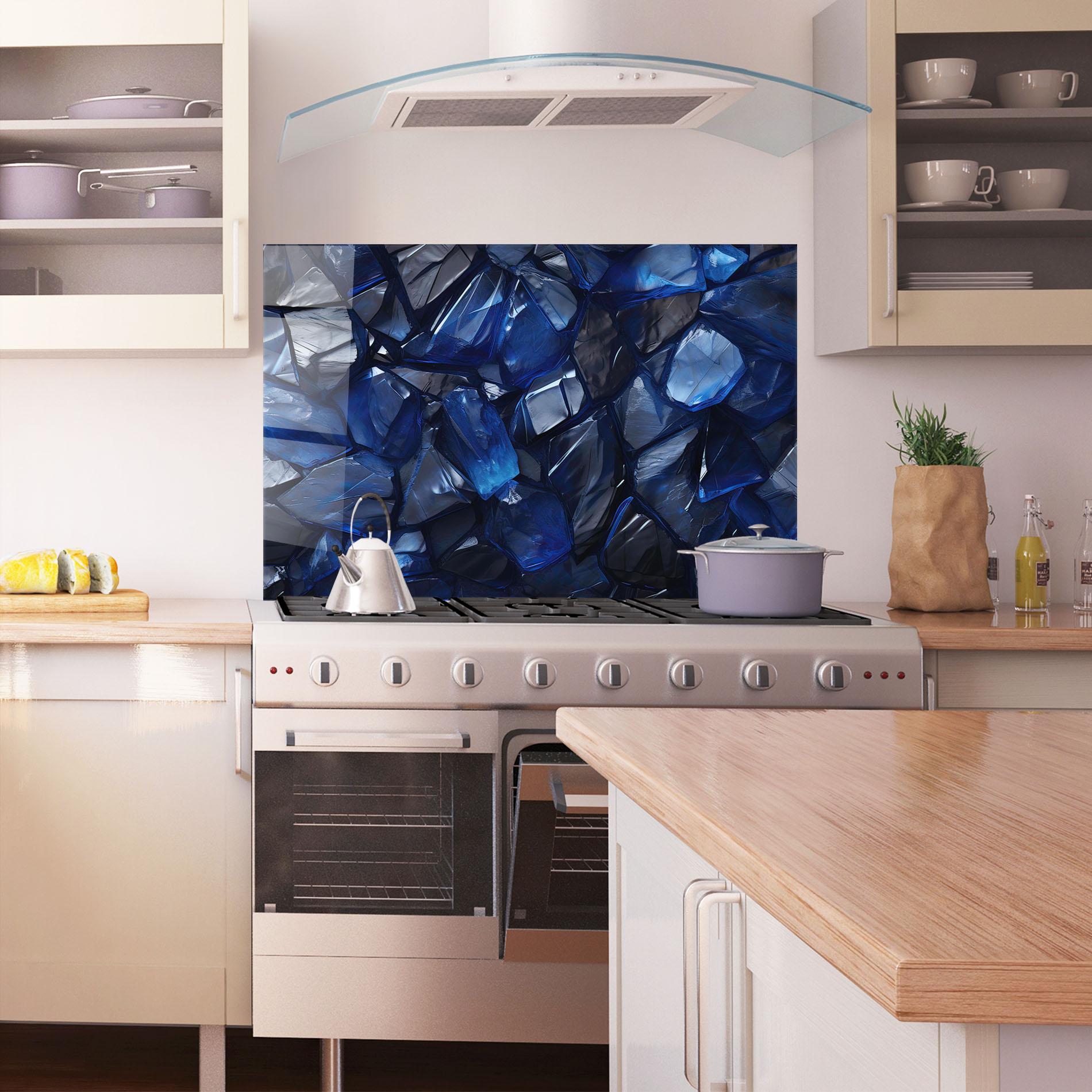 Стъклен панел за кухня Blue Crystal Shape mockup 1