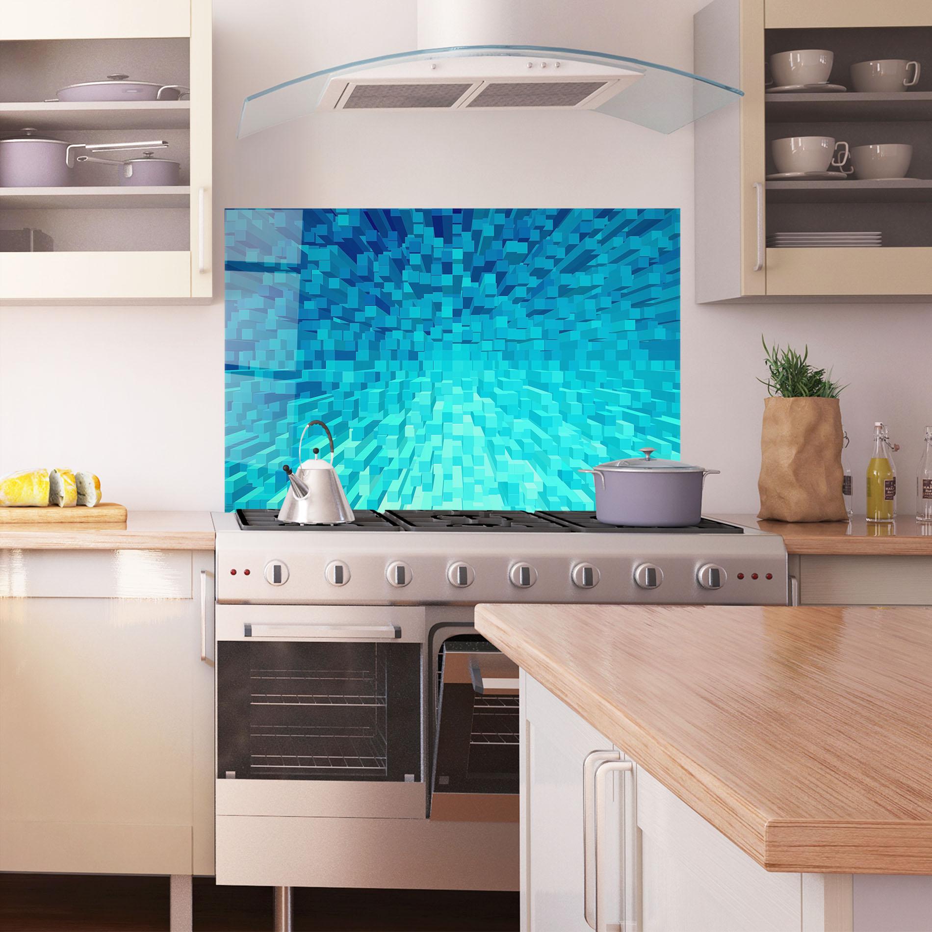 Стъклен панел за кухня Blue Square Mix mockup 1