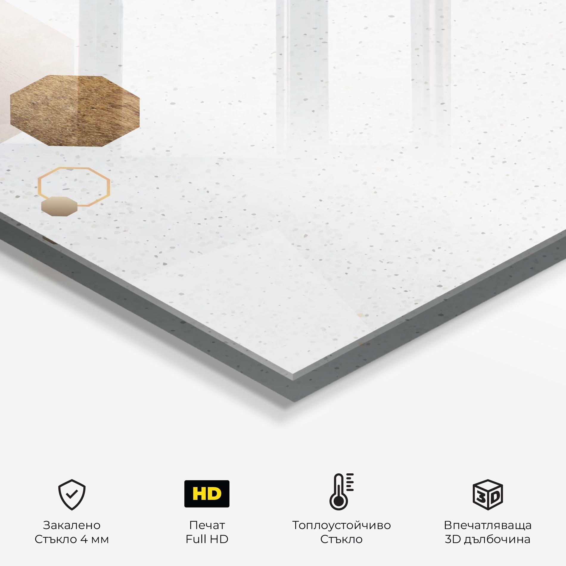 Стъклен панел за кухня Big Hexagon mockup 2