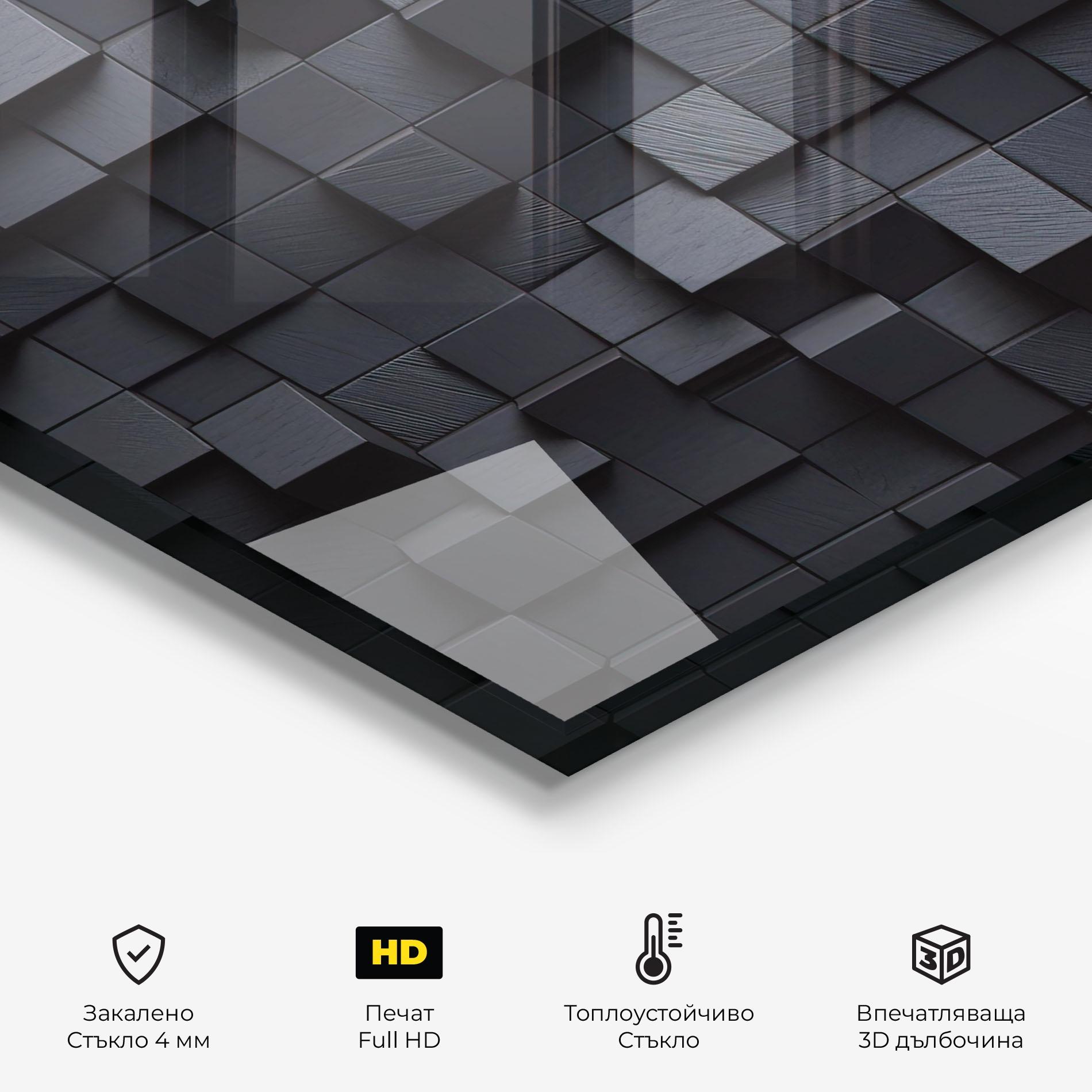 Стъклен панел за кухня Black Square Pattern mockup 2