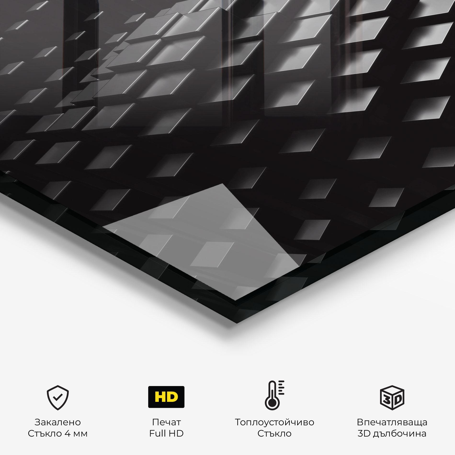 Стъклен панел за кухня Black Square Wave mockup 2