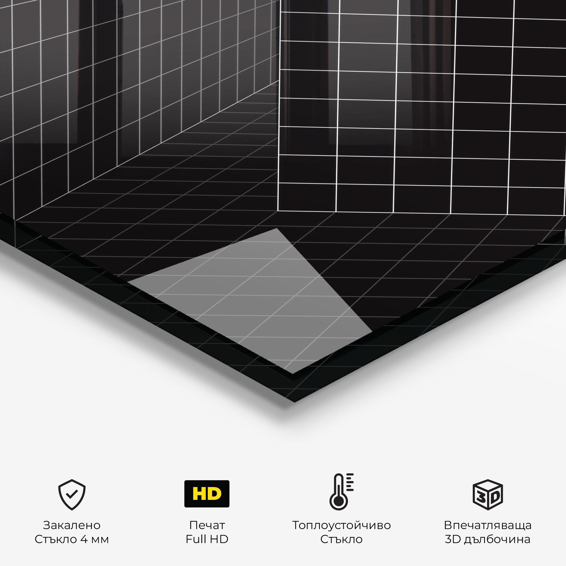 Стъклен панел за кухня Black Square mockup 2