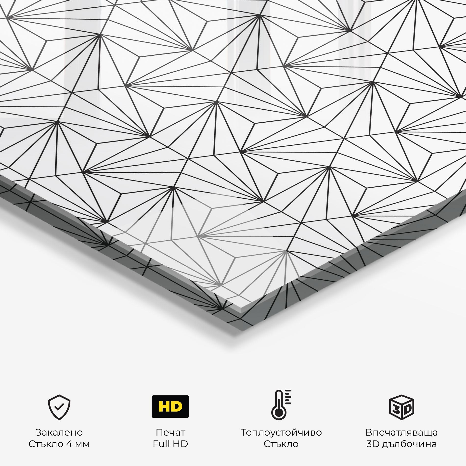 Стъклен панел за кухня Black Triangle mockup 2