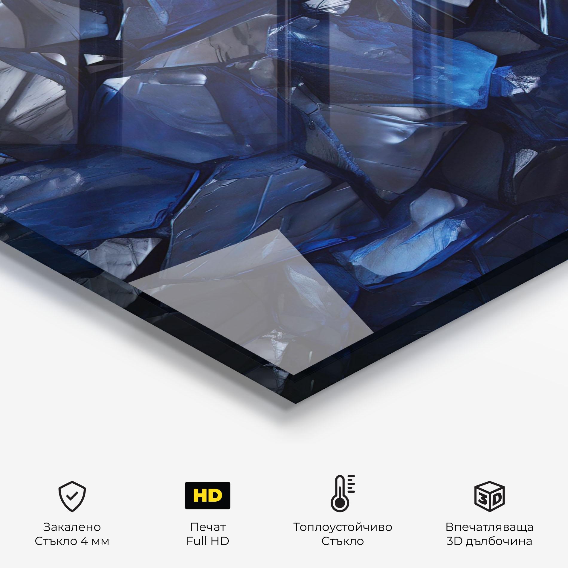 Стъклен панел за кухня Blue Crystal Shape mockup 2