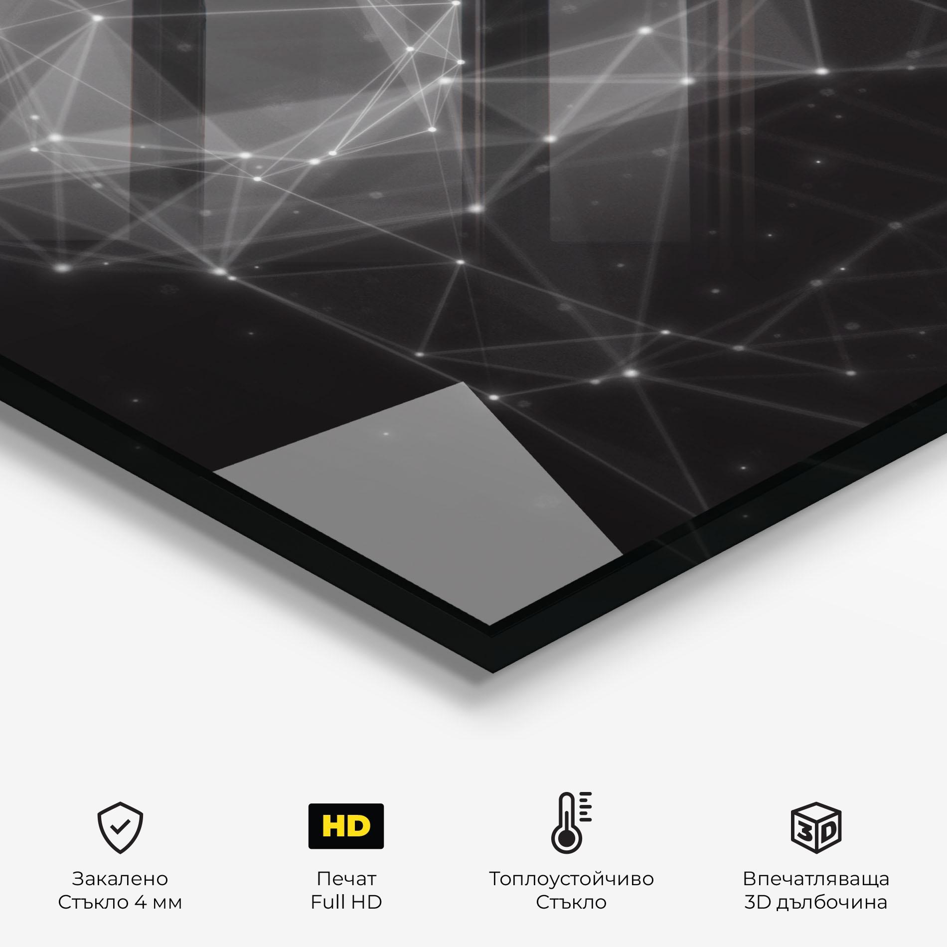 Стъклен панел за кухня Connecting Lines mockup 2