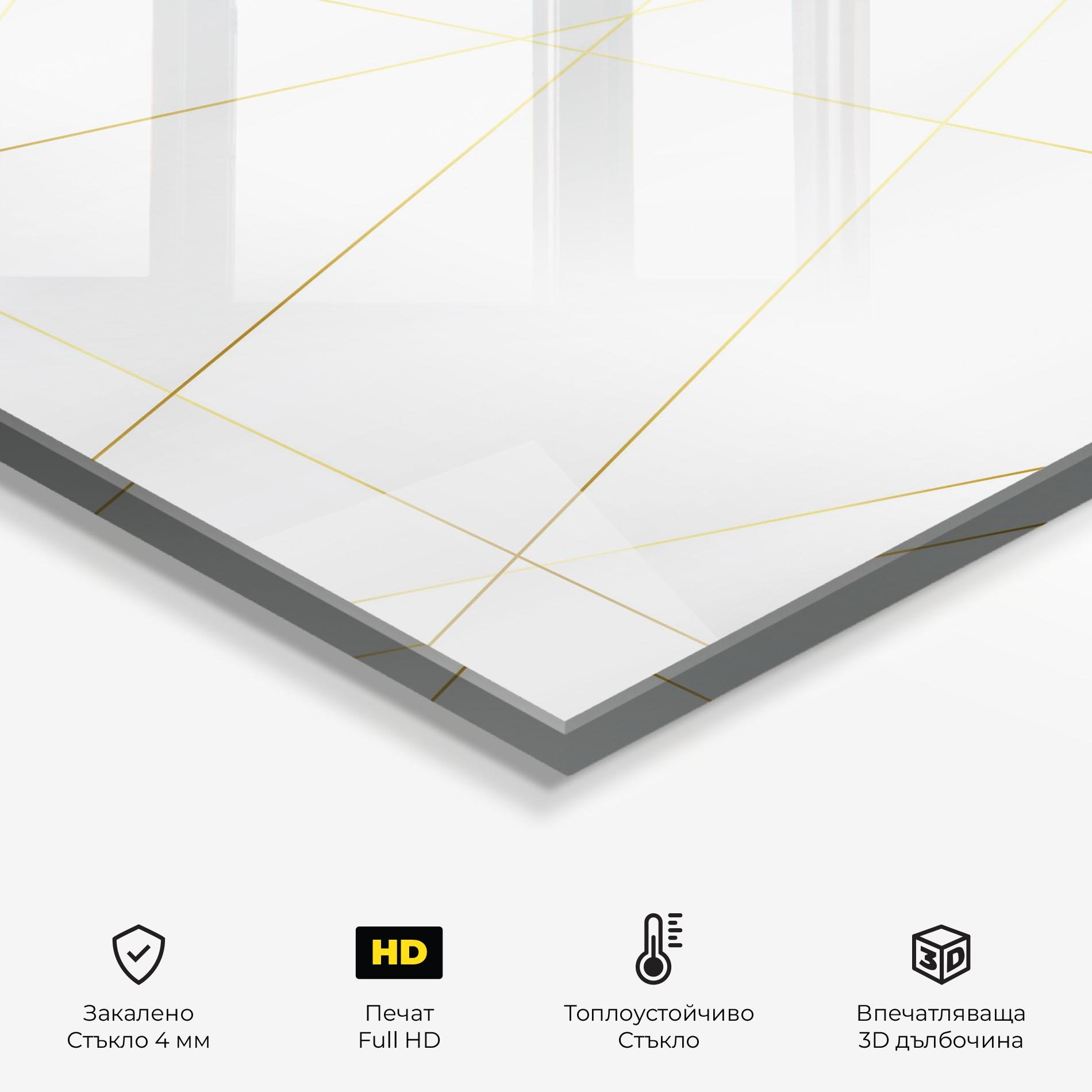 Стъклен панел за кухня Golden Line White mockup 2