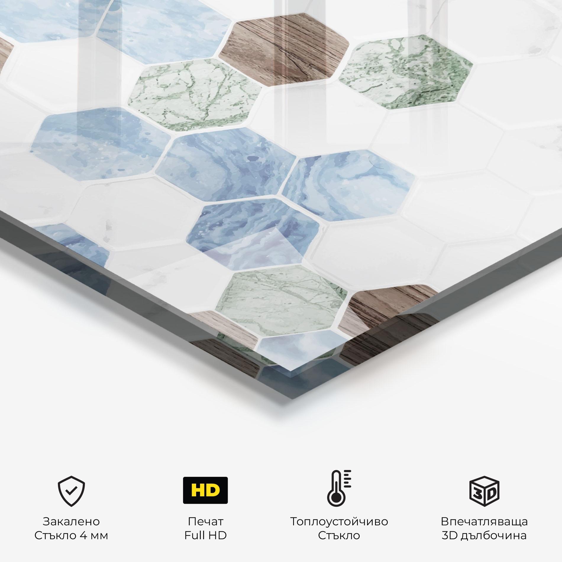 Стъклен панел за кухня Hexagon Pattern mockup 2
