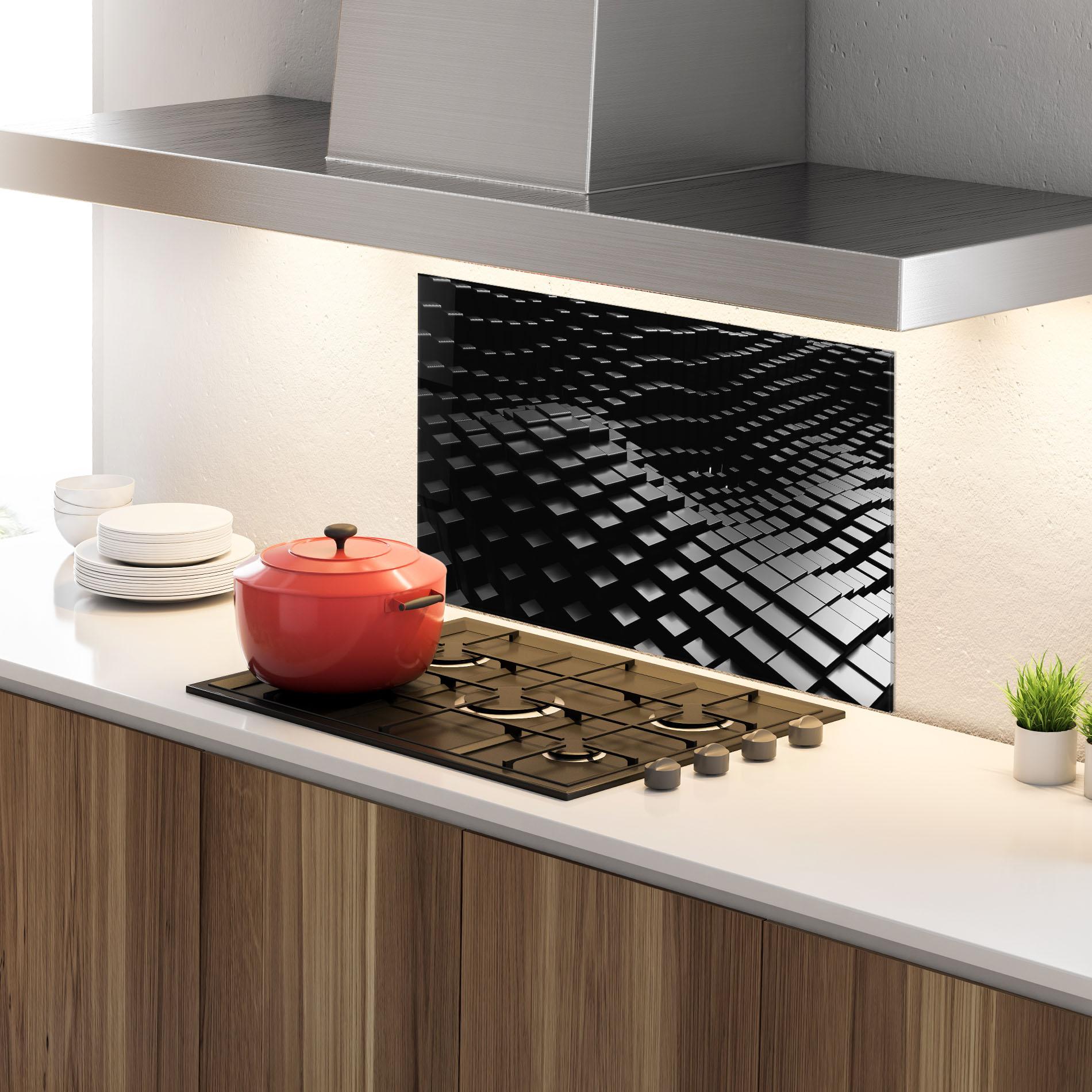 Стъклен панел за кухня Black Square Wave mockup 4