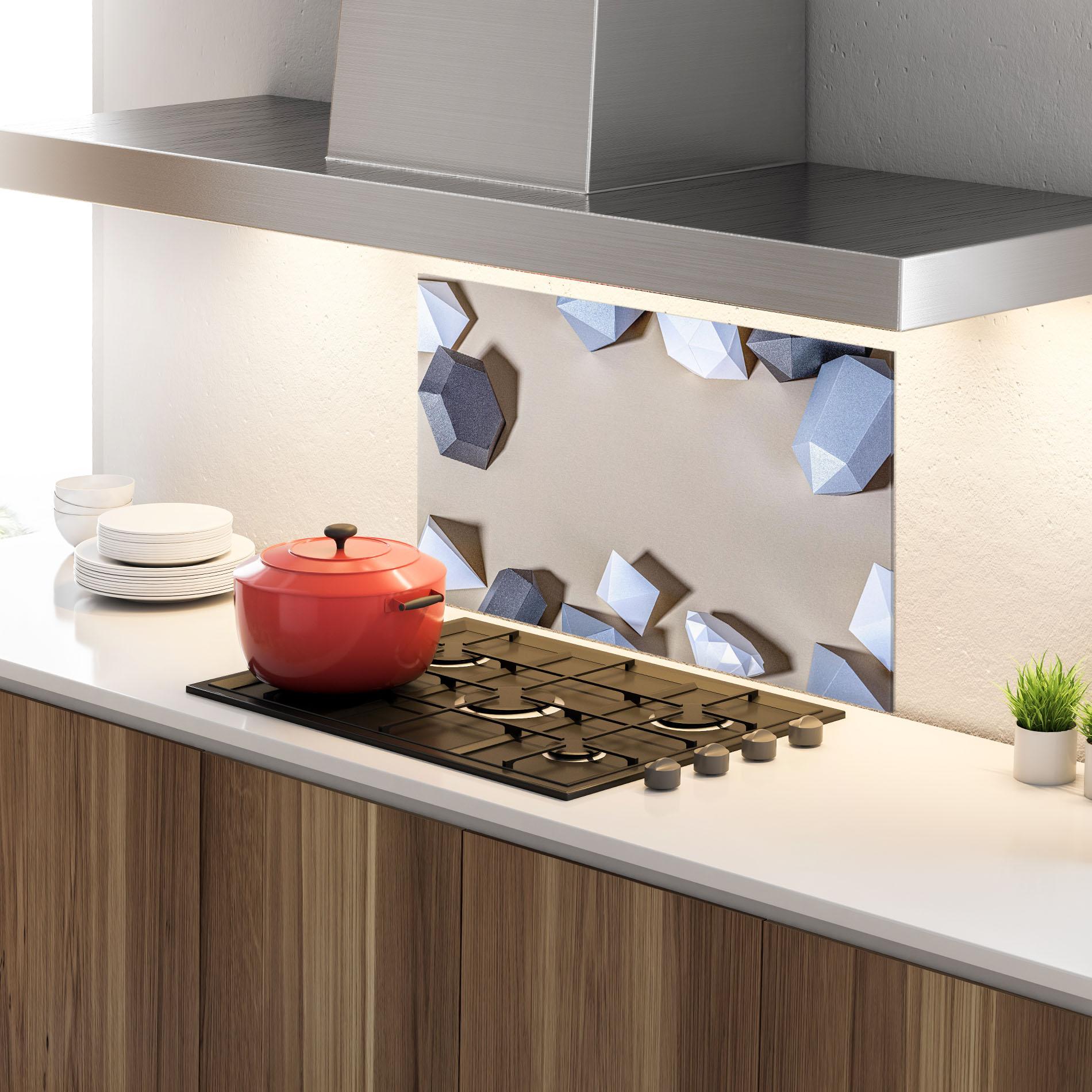 Стъклен панел за кухня Geometric 3d Shapes mockup 4