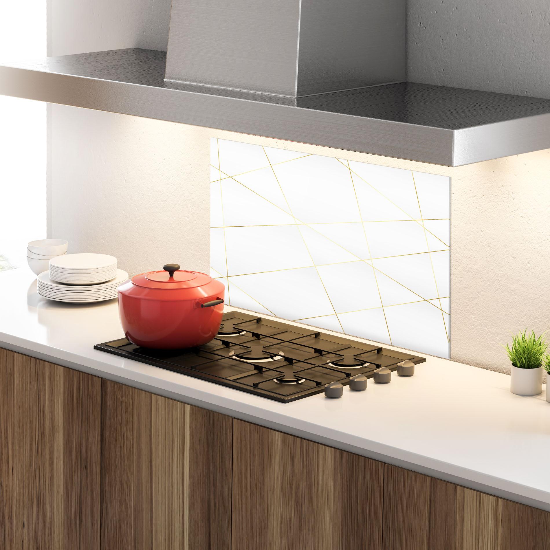 Стъклен панел за кухня Golden Line White mockup 4