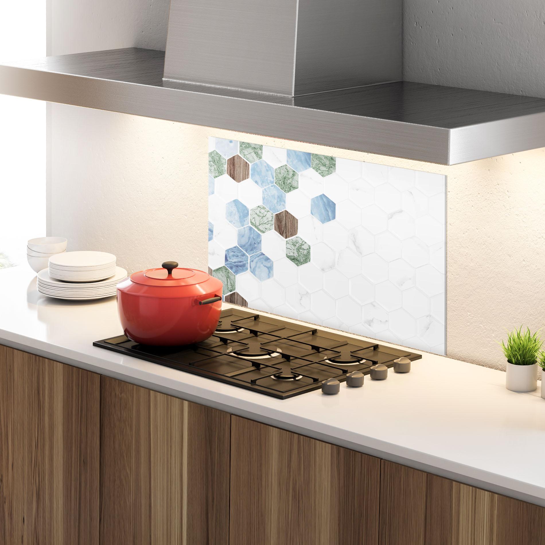 Стъклен панел за кухня Hexagon Pattern mockup 4