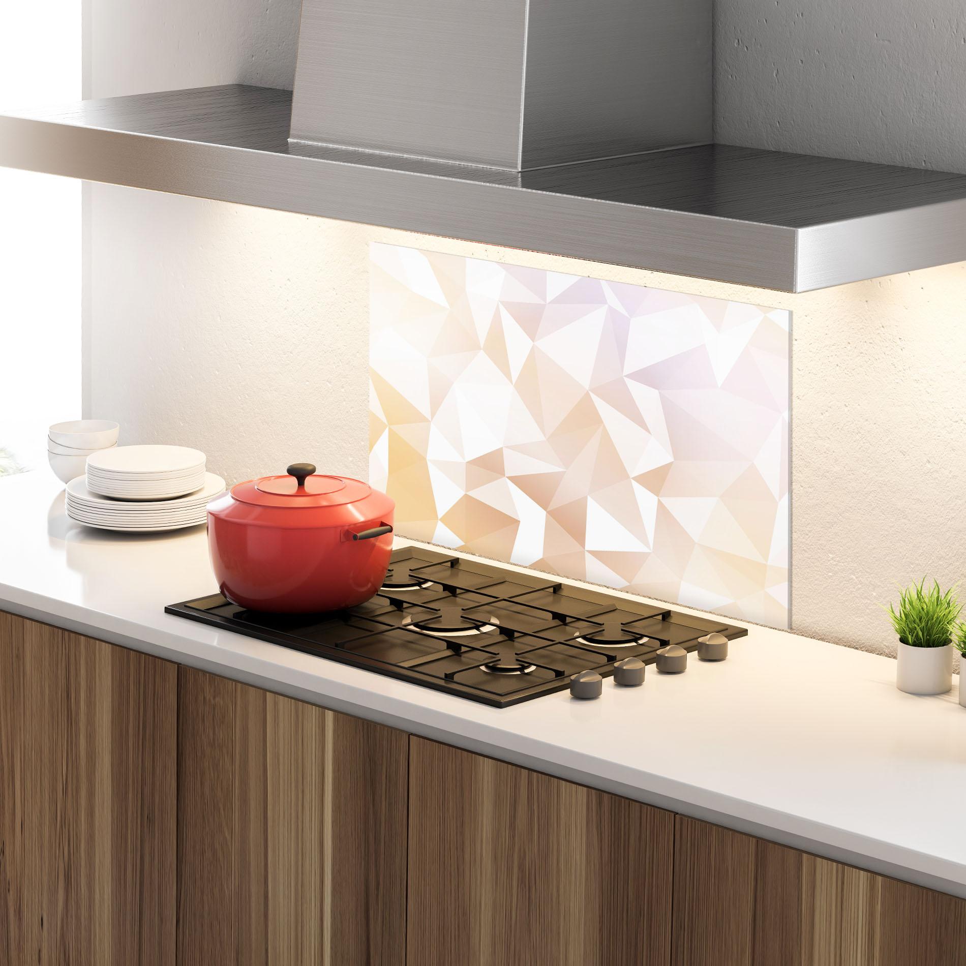 Стъклен панел за кухня Light Pink Triangle mockup 4