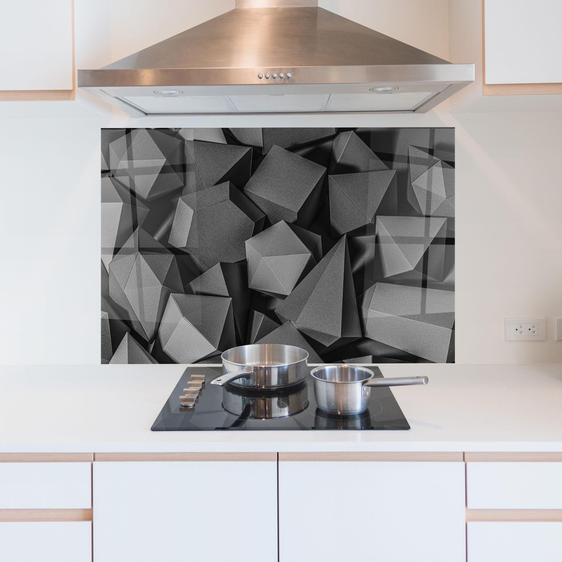 Стъклен панел за кухня Black Geometric Shapes mockup 5