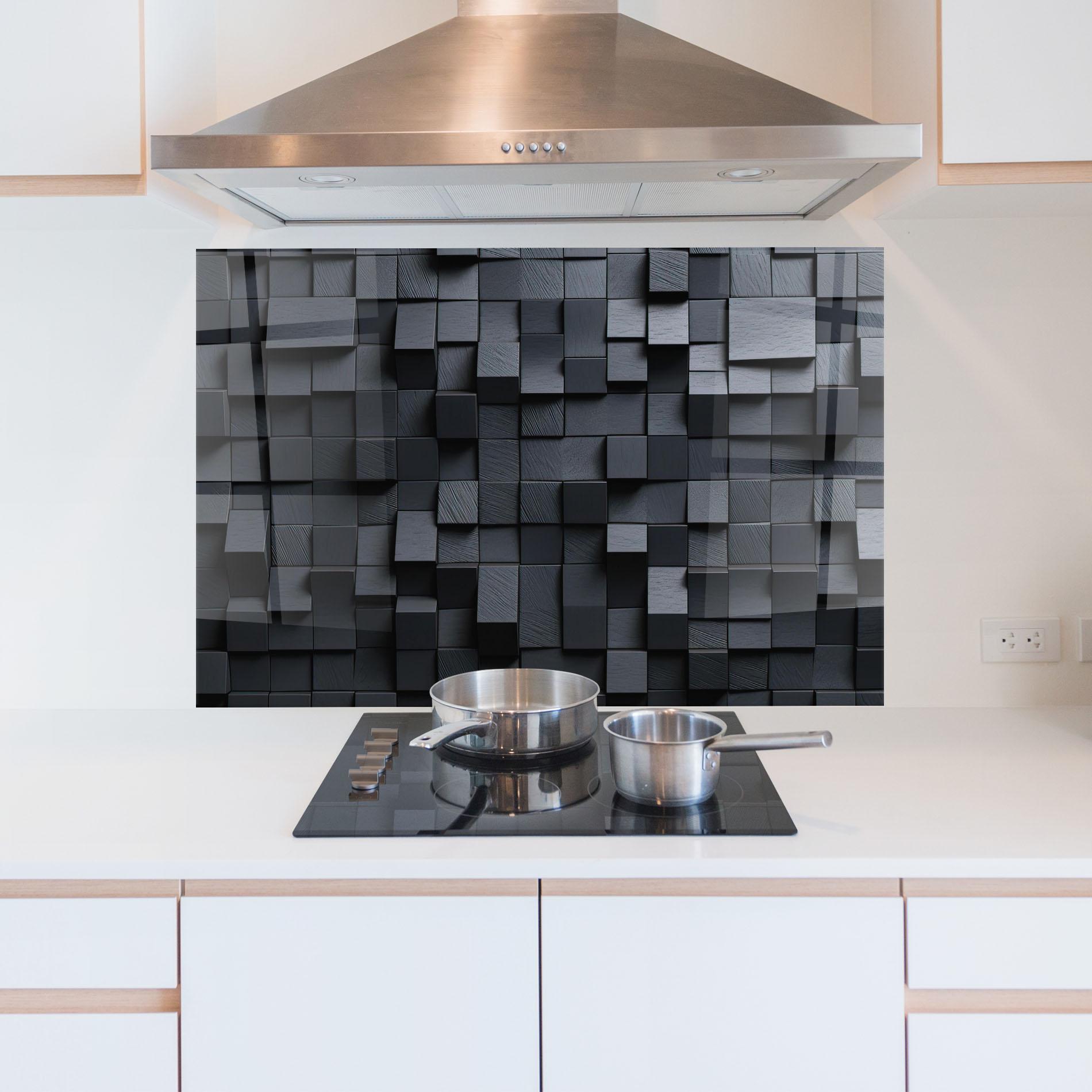 Стъклен панел за кухня Black Square Pattern mockup 5