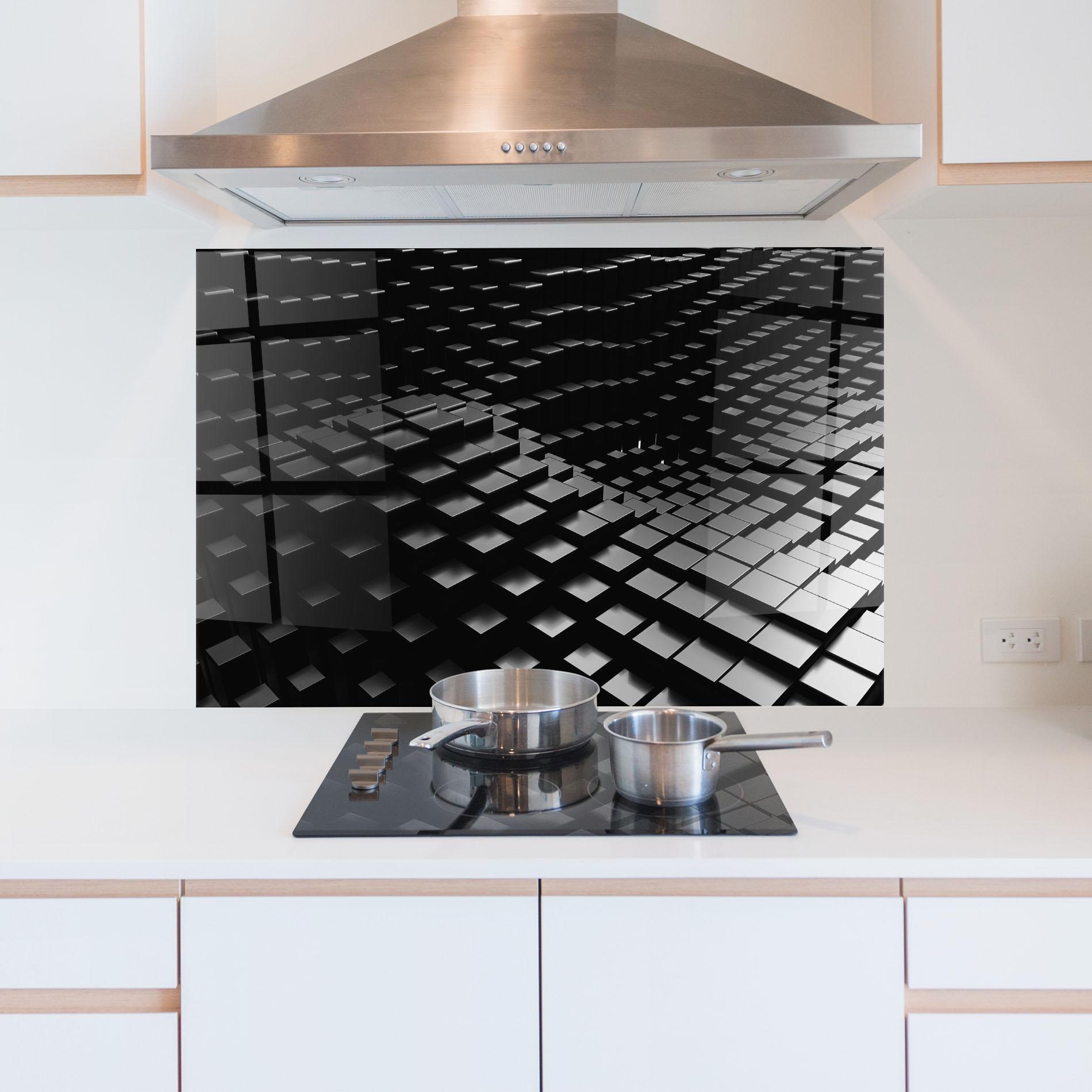 Стъклен панел за кухня Black Square Wave mockup 5