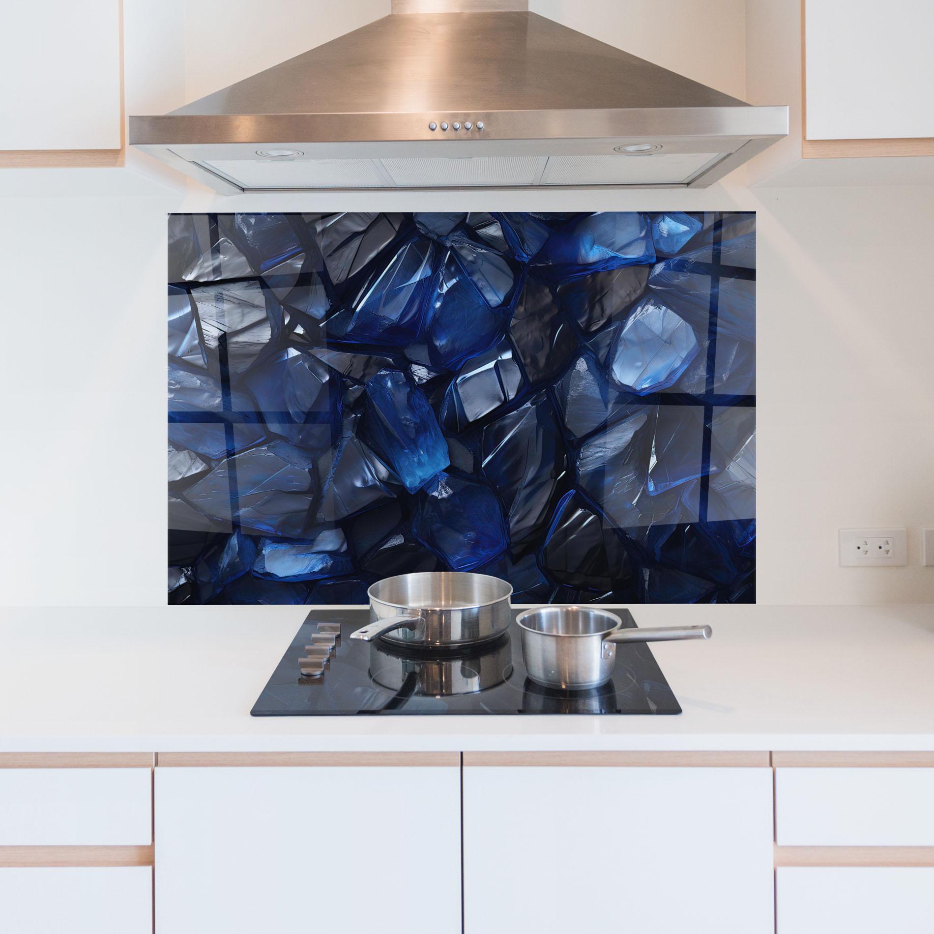 Стъклен панел за кухня Blue Crystal Shape mockup 5