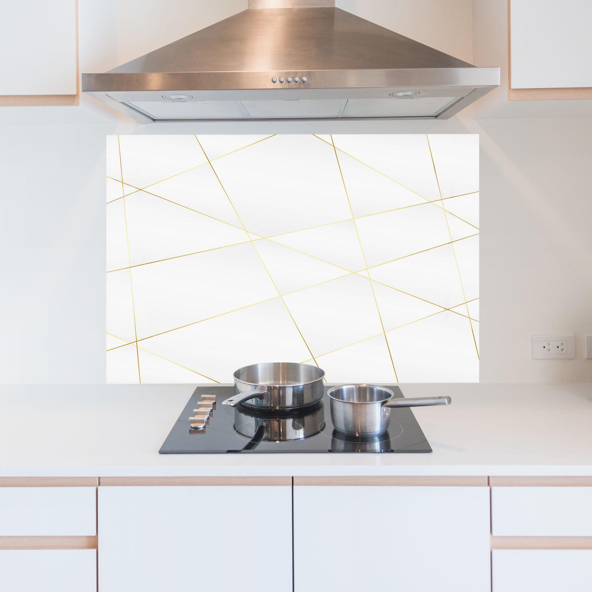 Стъклен панел за кухня Golden Line White mockup 5