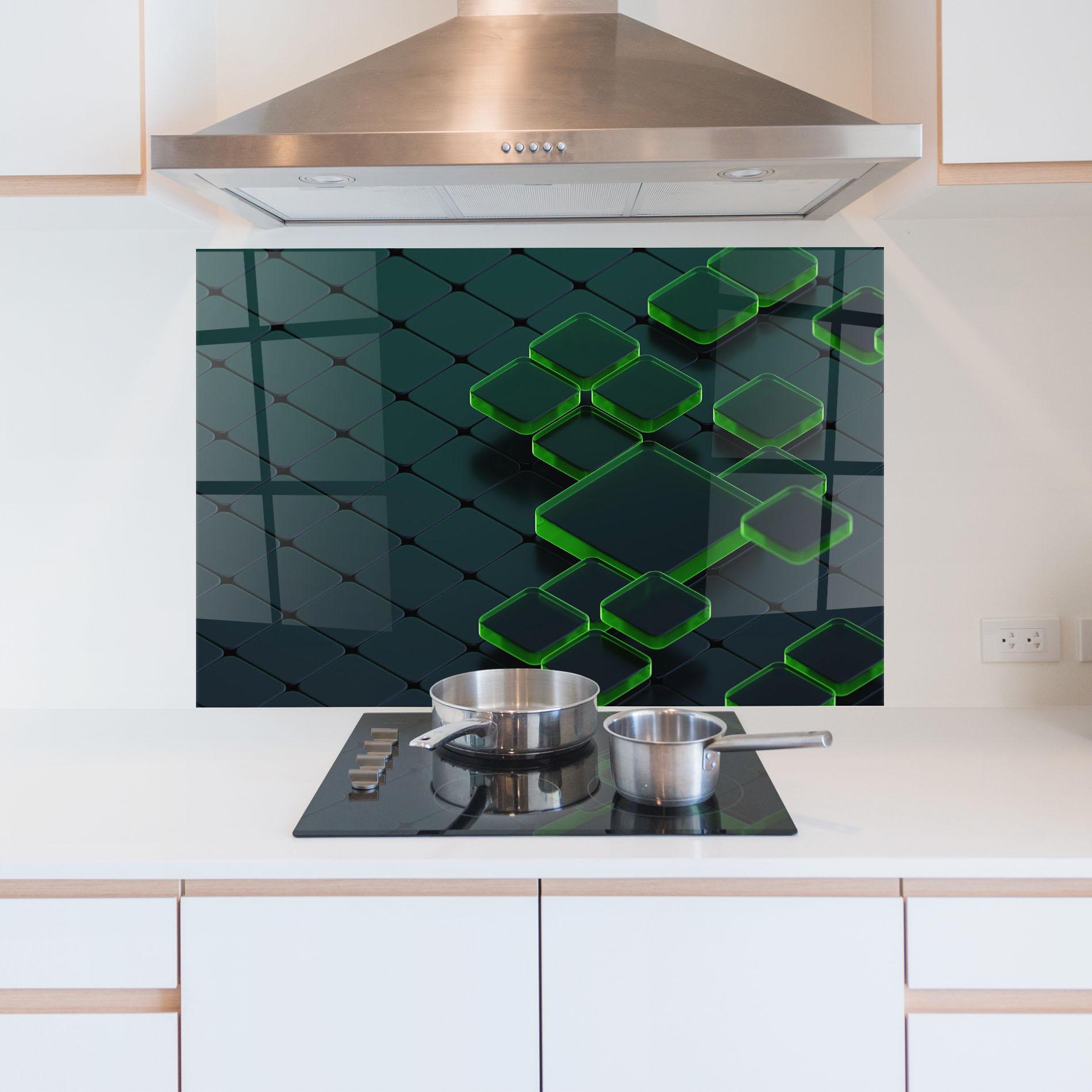 Стъклен панел за кухня Green Square Floating mockup 5